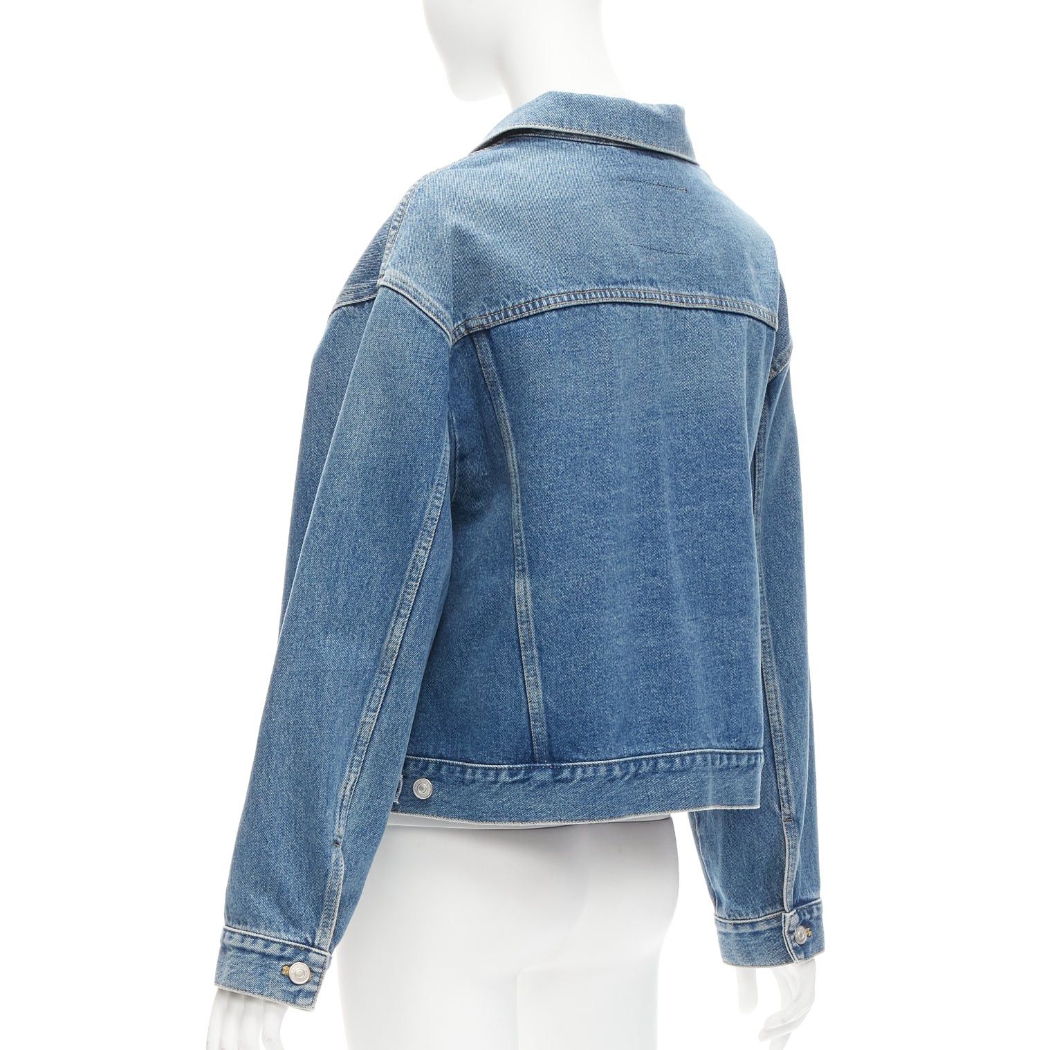 Balenciaga BALENCIAGA 2017 Runway blue denim Swing reconstructed cropped jacket FR36 S Size S / US 4 / IT 40 - 7 Thumbnail