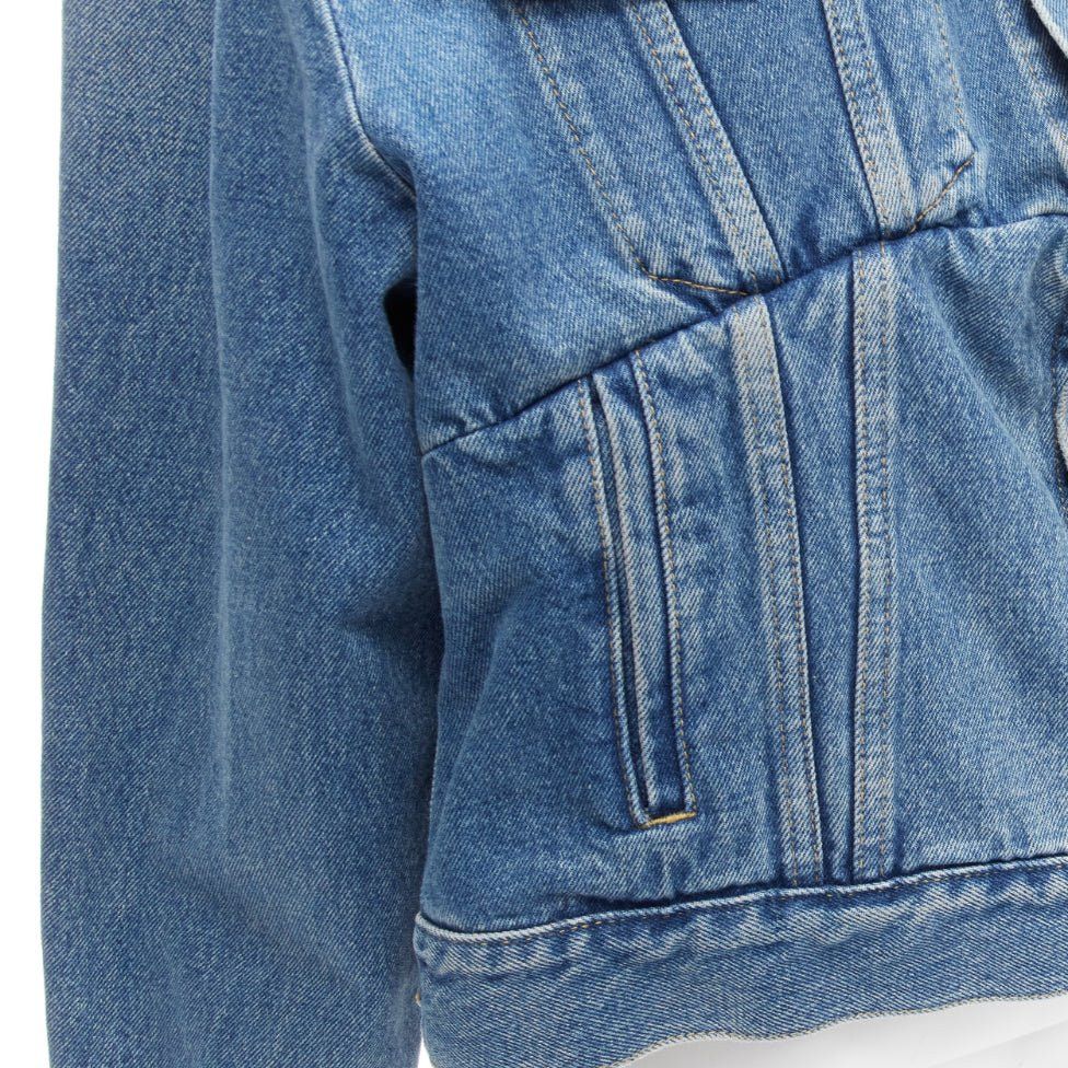 Balenciaga BALENCIAGA 2017 Runway blue denim Swing reconstructed cropped jacket FR36 S Size S / US 4 / IT 40 - 2 Thumbnail
