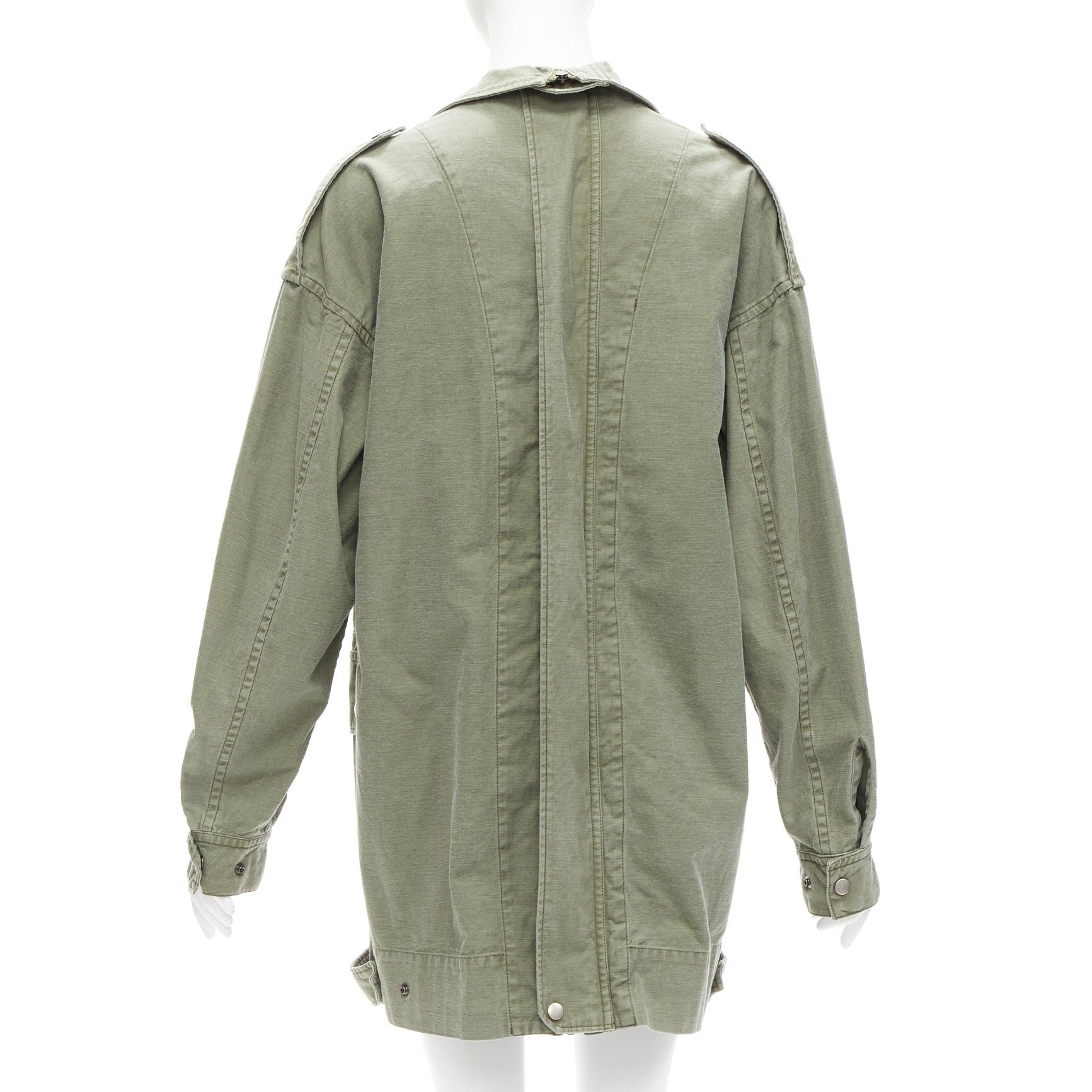 Limi Feu new LIMI FEU washed green cotton zip back pocketed utility parka coat S Size S / US 4 / IT 40 - 6 Thumbnail