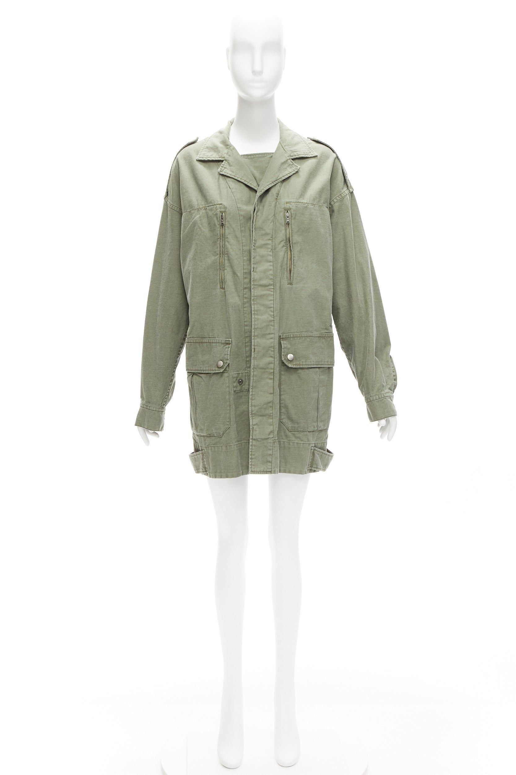 Limi Feu new LIMI FEU washed green cotton zip back pocketed utility parka coat S Size S / US 4 / IT 40 - 10 Thumbnail