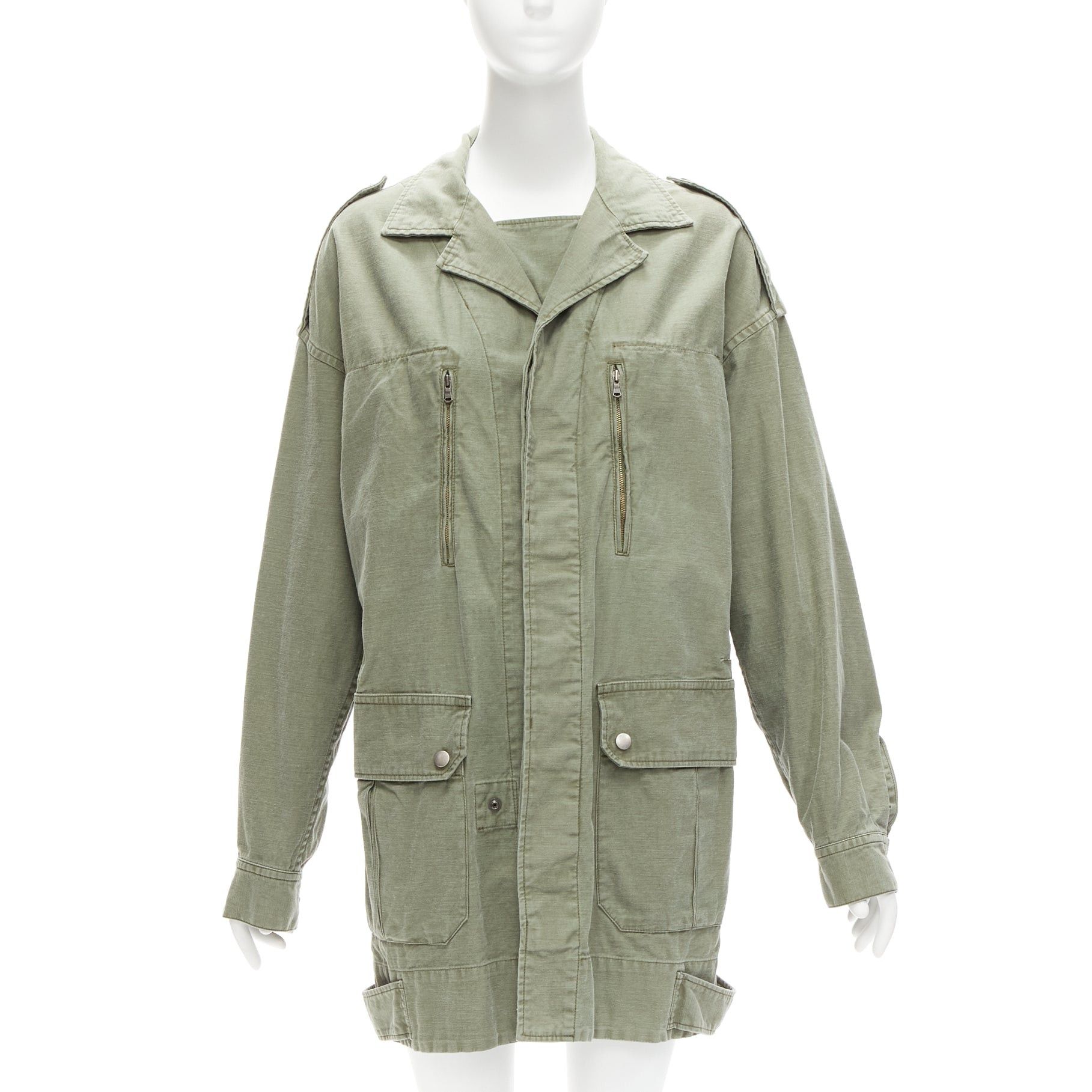 Limi Feu new LIMI FEU washed green cotton zip back pocketed utility parka coat S Size S / US 4 / IT 40 - 3 Thumbnail