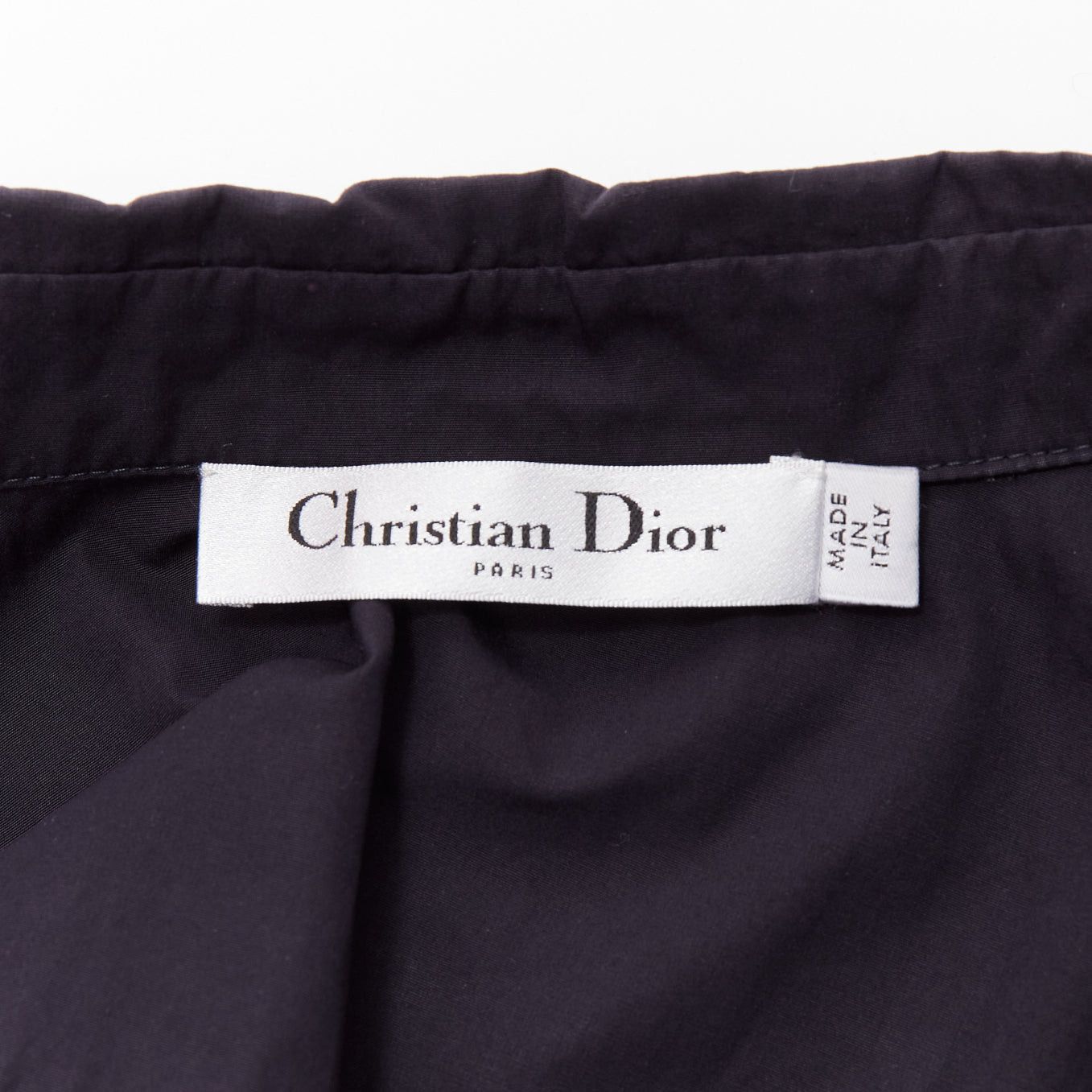 Dior CHRISTIAN DIOR black bee crystal embellished collar ruffle hem shirt dress S Size S / US 4 / IT 40 - 8 Thumbnail
