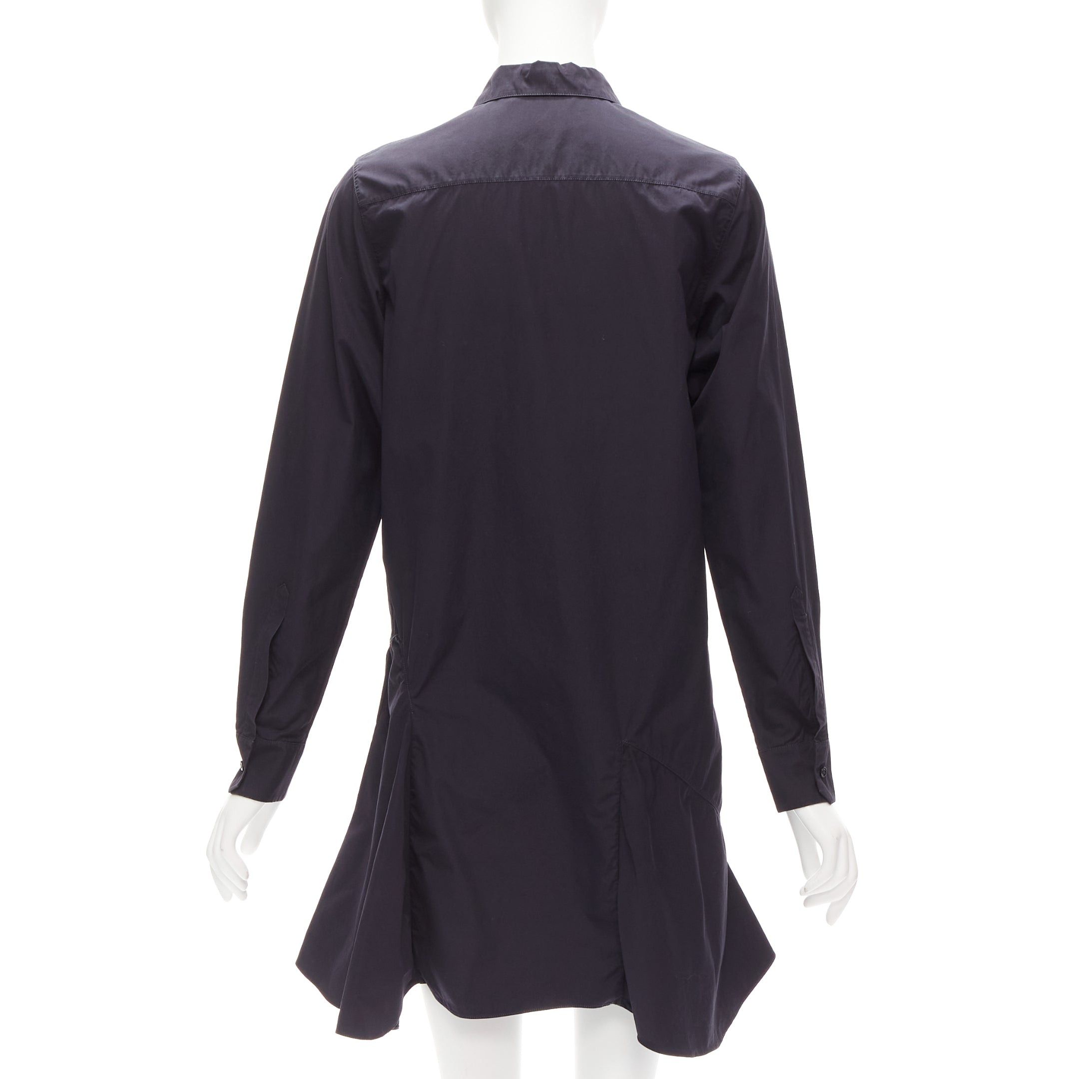 Dior CHRISTIAN DIOR black bee crystal embellished collar ruffle hem shirt dress S Size S / US 4 / IT 40 - 5 Thumbnail