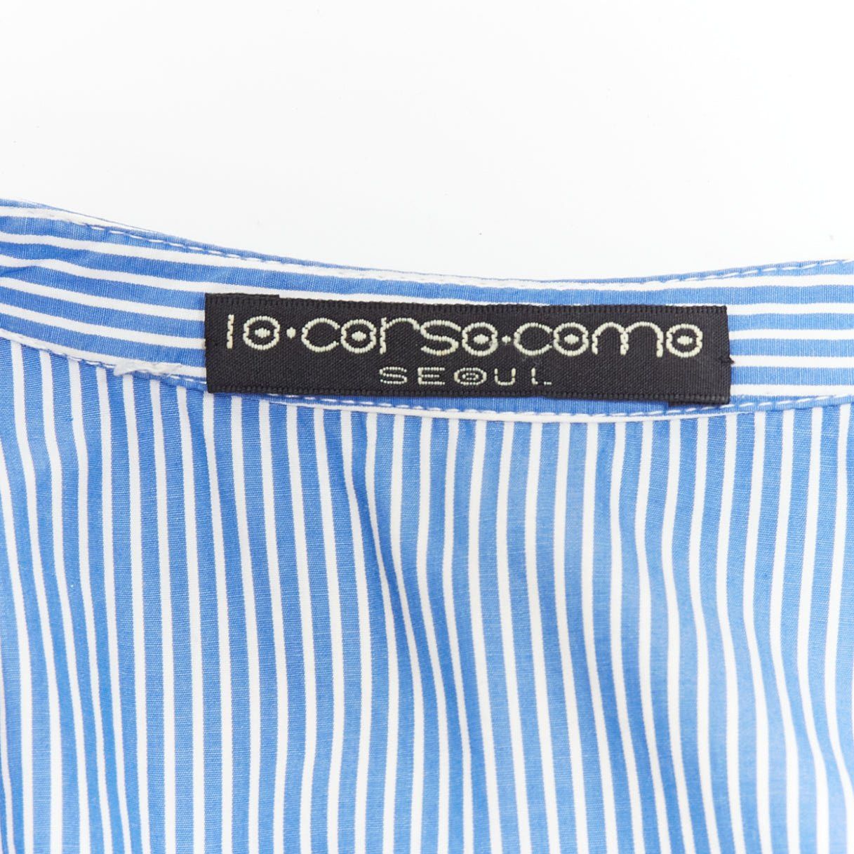 10 Corso Como 10 CORSO COMO blue white striped wrap top wide leg jumpsuit S Size 27" / US 4 / IT 40 - 8 Thumbnail