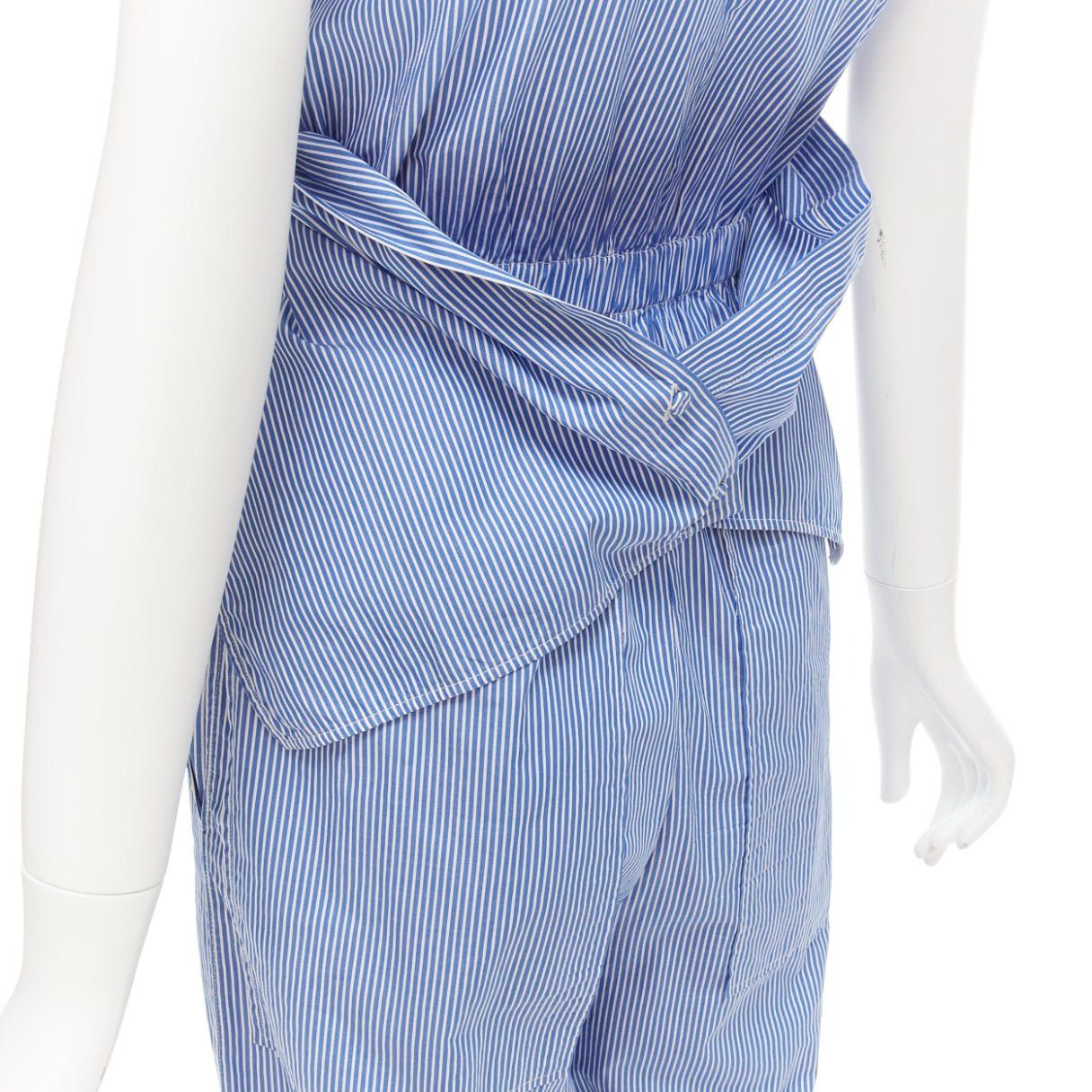 10 Corso Como 10 CORSO COMO blue white striped wrap top wide leg jumpsuit S Size 27" / US 4 / IT 40 - 7 Thumbnail
