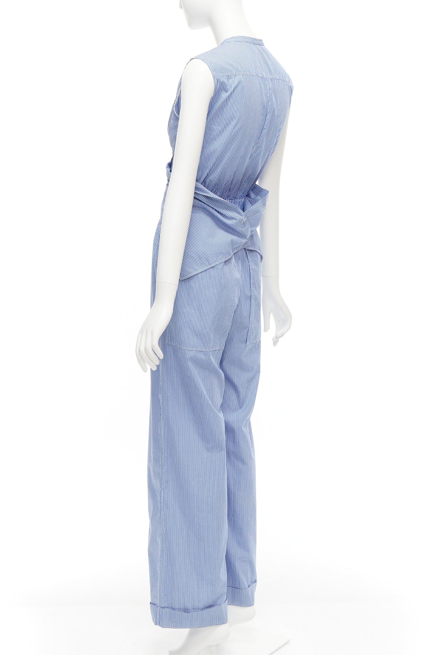 10 Corso Como 10 CORSO COMO blue white striped wrap top wide leg jumpsuit S Size 27" / US 4 / IT 40 - 6 Thumbnail
