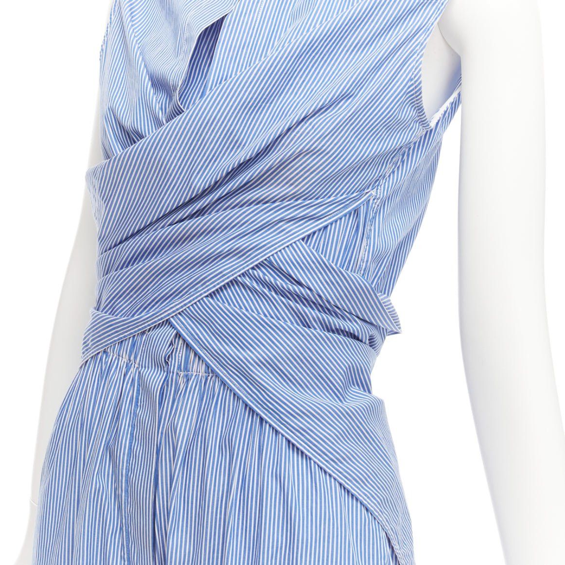 10 Corso Como 10 CORSO COMO blue white striped wrap top wide leg jumpsuit S Size 27" / US 4 / IT 40 - 2 Thumbnail