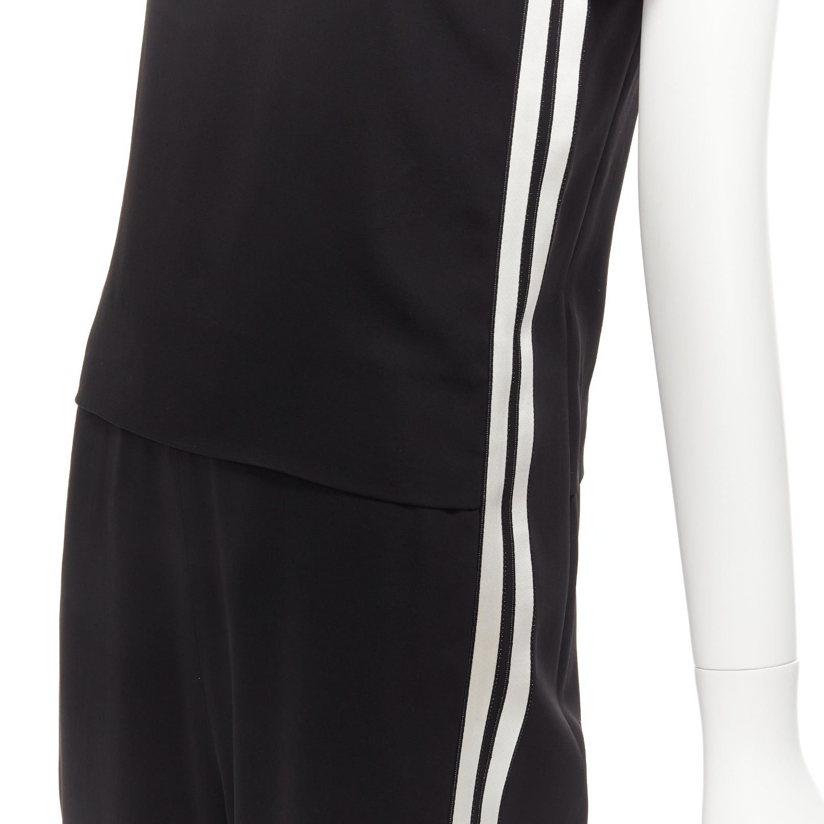 Neil Barrett NEIL BARRETT black layered top white side stripes short crew jumpsuit FR38 M Size 28" / US 6 / IT 42 - 2 Thumbnail