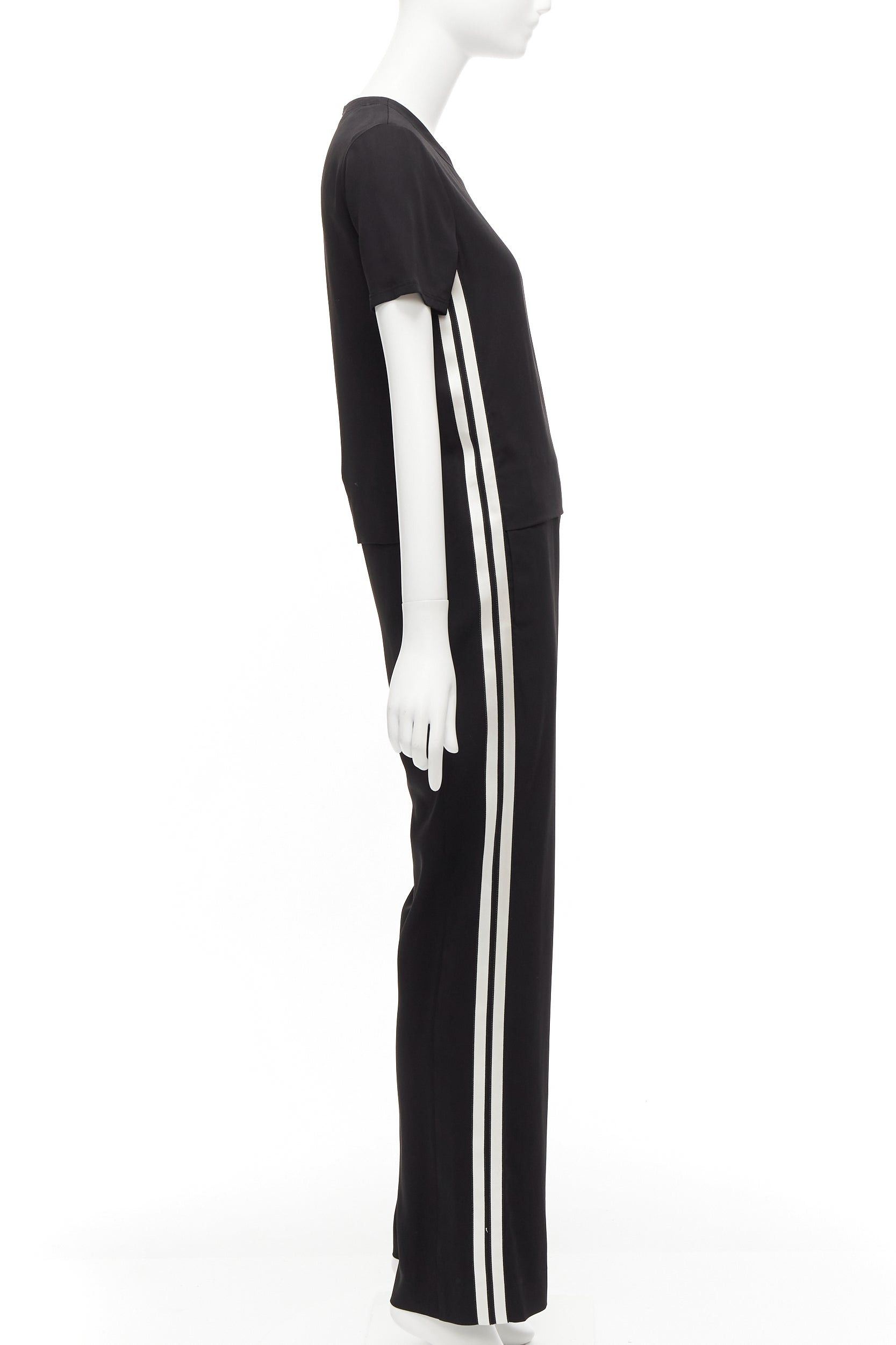Neil Barrett NEIL BARRETT black layered top white side stripes short crew jumpsuit FR38 M Size 28" / US 6 / IT 42 - 4 Thumbnail