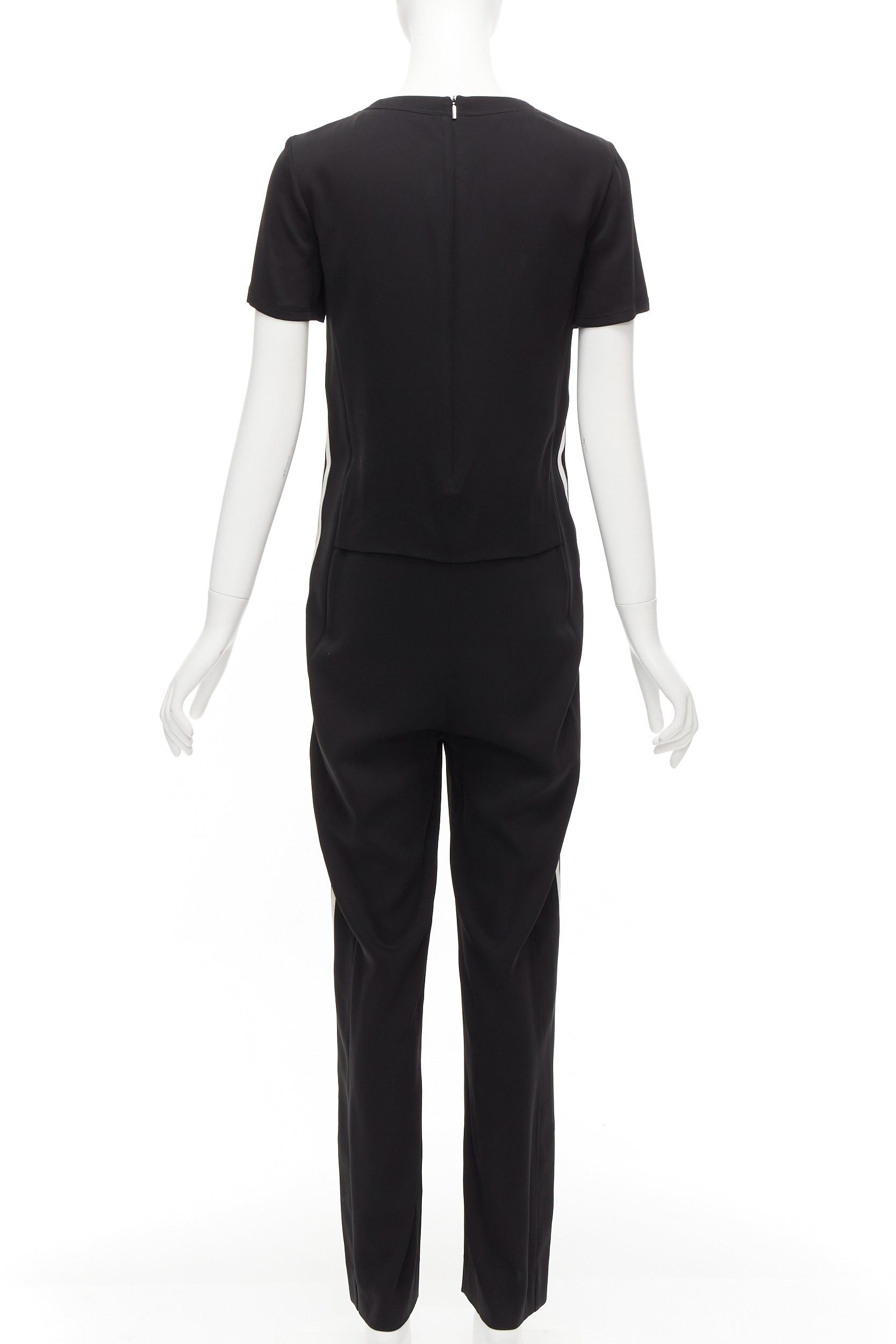 Neil Barrett NEIL BARRETT black layered top white side stripes short crew jumpsuit FR38 M Size 28" / US 6 / IT 42 - 5 Thumbnail