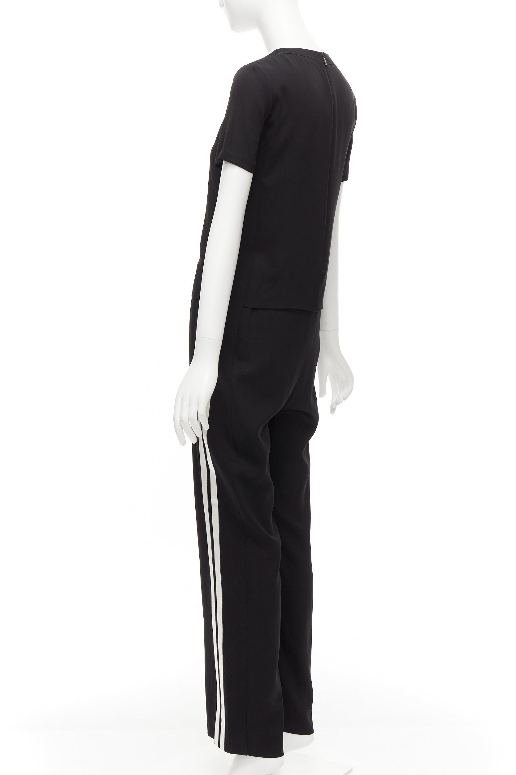 Neil Barrett NEIL BARRETT black layered top white side stripes short crew jumpsuit FR38 M Size 28" / US 6 / IT 42 - 6 Thumbnail