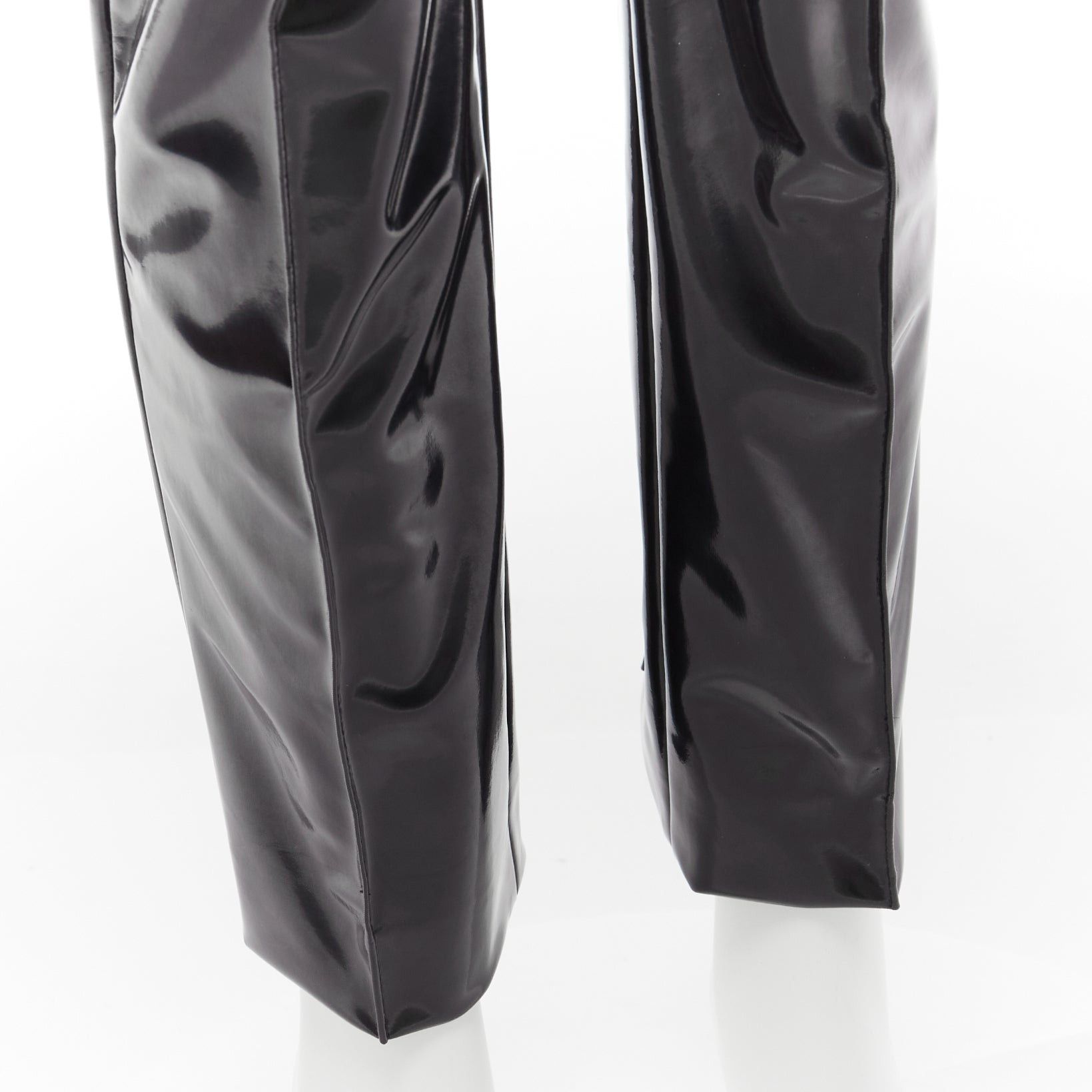 Valentino VALENTINO black vinyl pleat front back slit pockets pants S Size 27" / US 4 / IT 40 - 7 Thumbnail