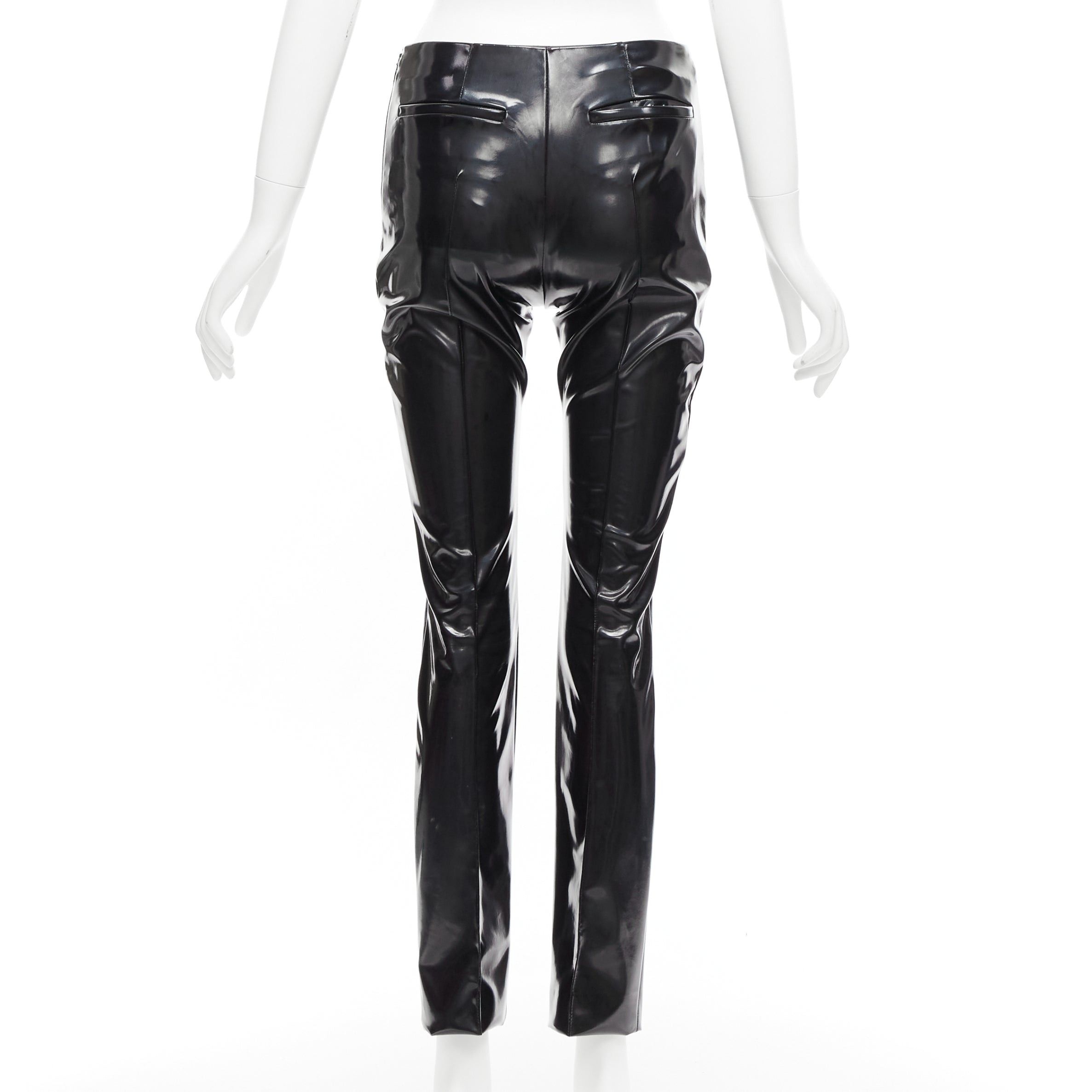 Valentino VALENTINO black vinyl pleat front back slit pockets pants S Size 27" / US 4 / IT 40 - 4 Thumbnail