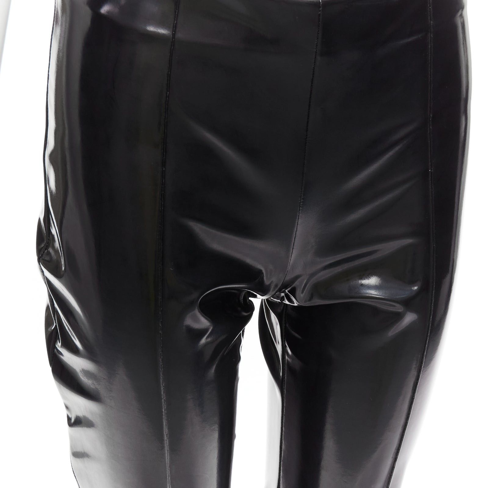 Valentino VALENTINO black vinyl pleat front back slit pockets pants S Size 27" / US 4 / IT 40 - 6 Thumbnail