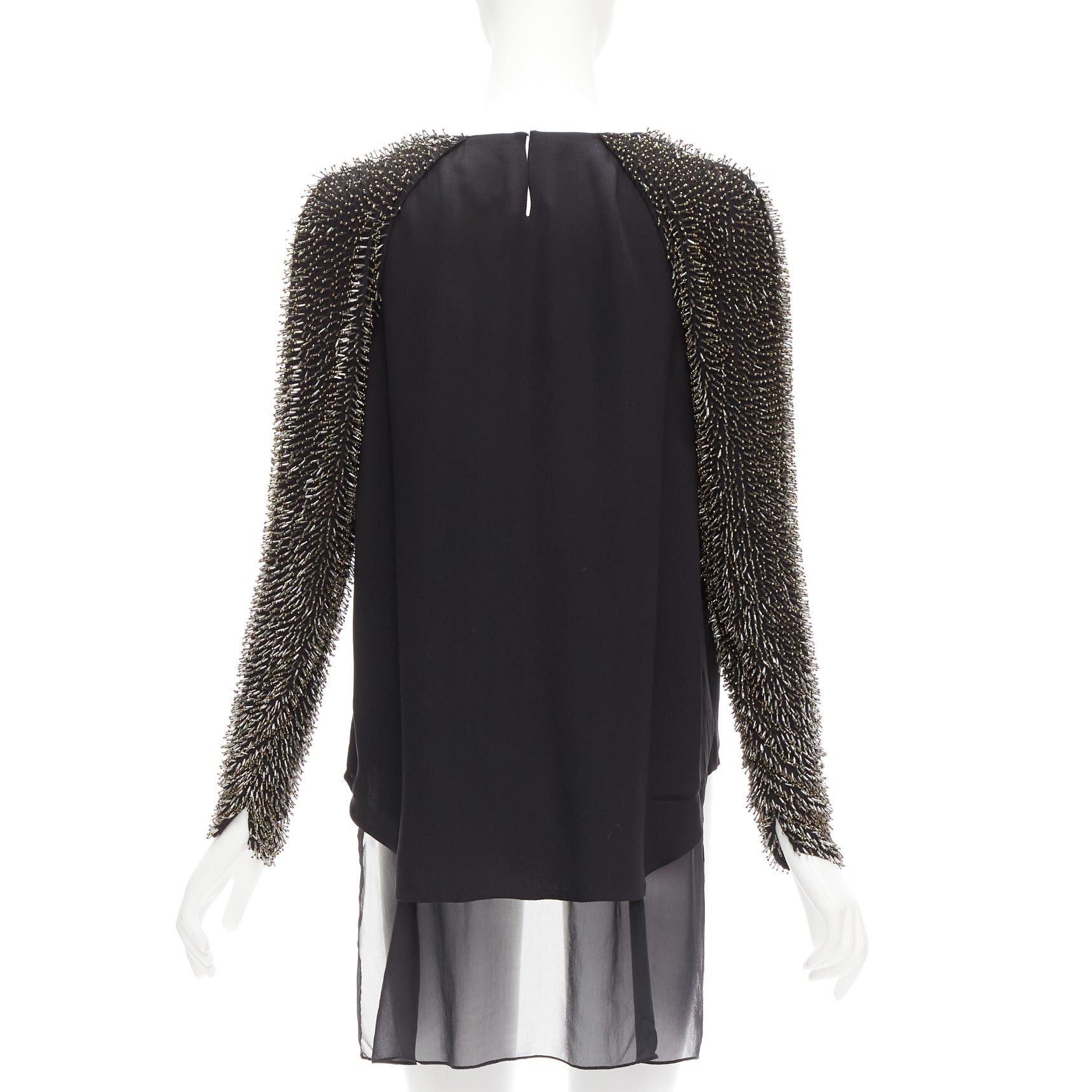 3.1 Phillip Lim 3.1 PHILLIP LIM black spike bead embellished raglan sleeve top US2 S Size S / US 4 / IT 40 - 5 Thumbnail