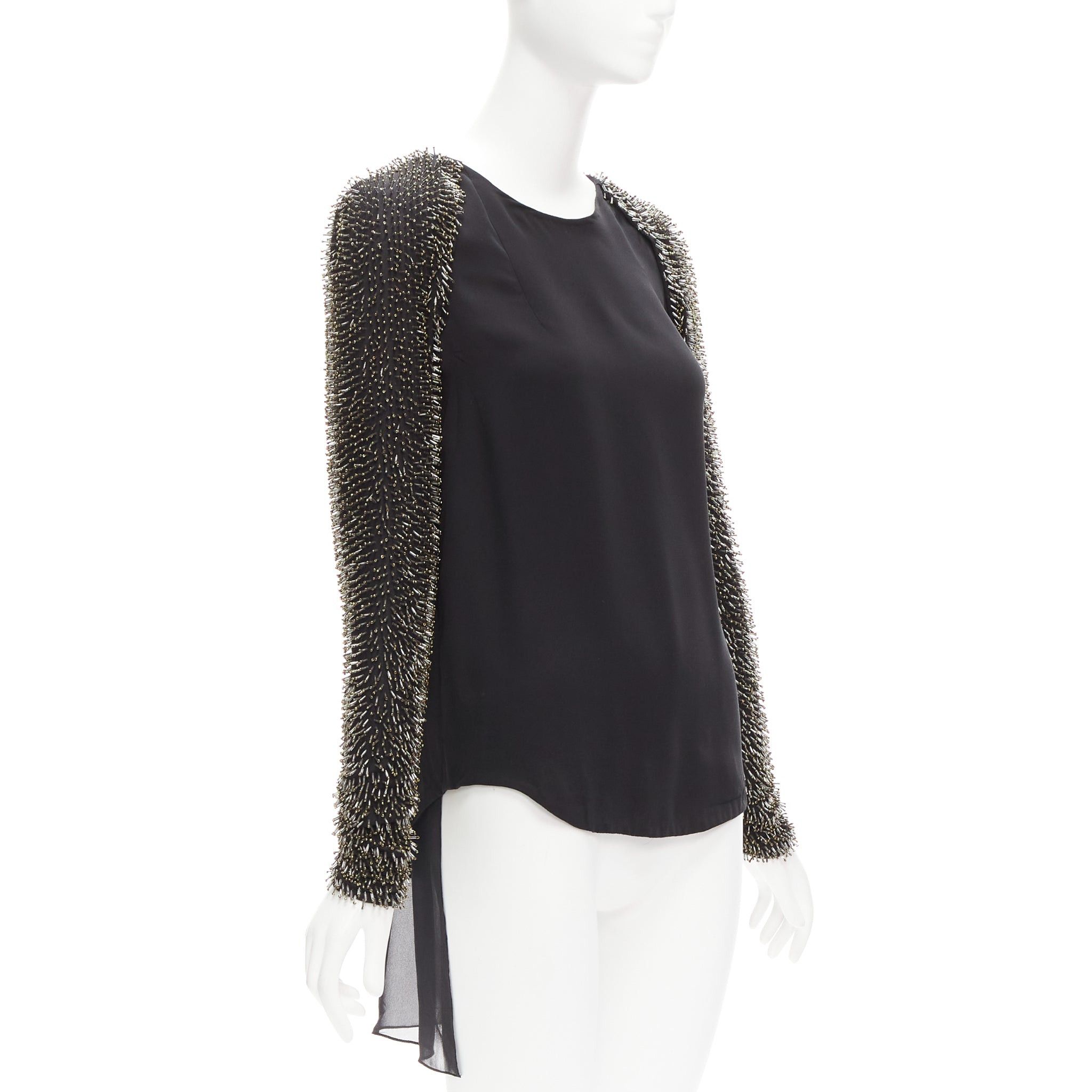 3.1 Phillip Lim 3.1 PHILLIP LIM black spike bead embellished raglan sleeve top US2 S Size S / US 4 / IT 40 - 3 Thumbnail
