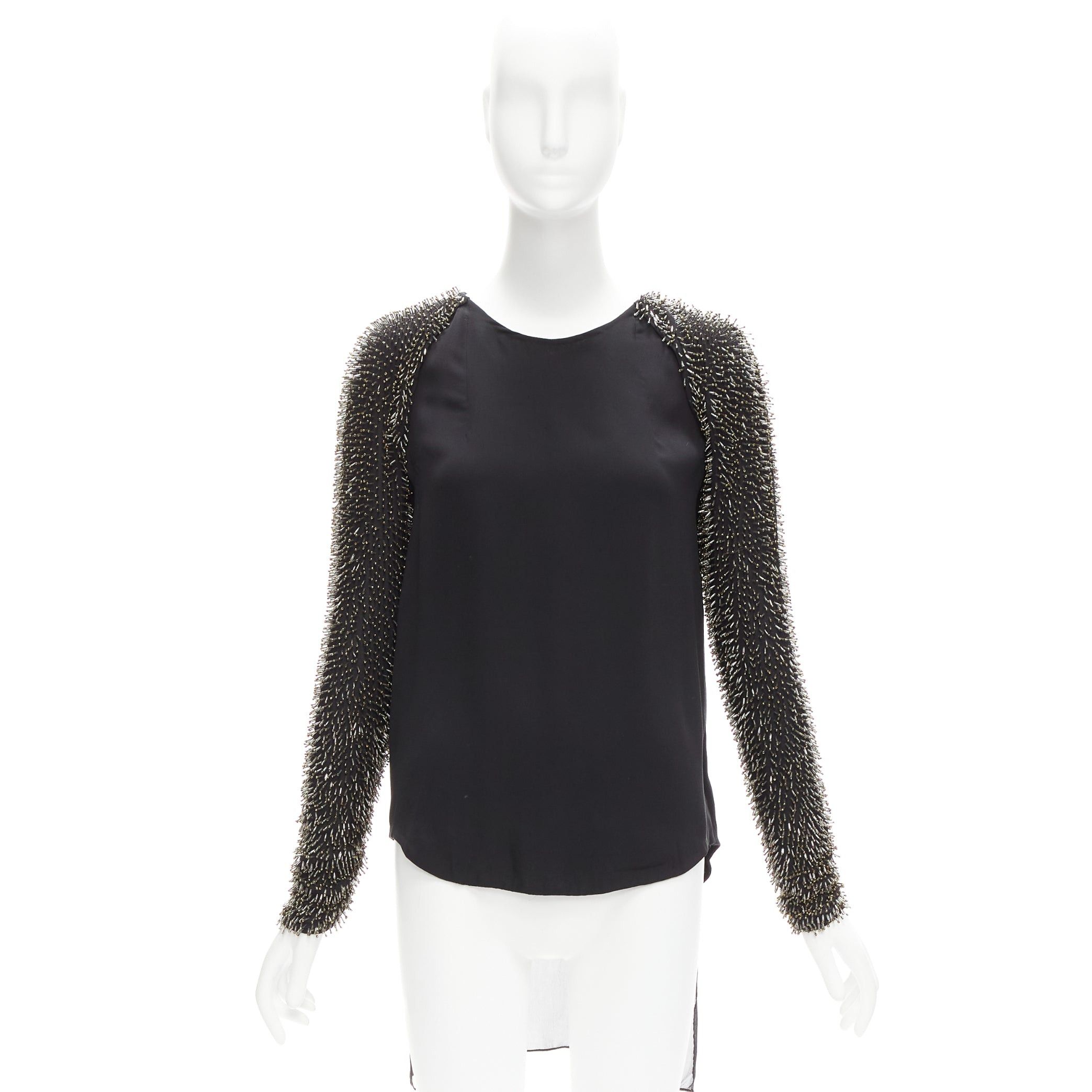 3.1 Phillip Lim 3.1 PHILLIP LIM black spike bead embellished raglan sleeve top US2 S Size S / US 4 / IT 40 - 9 Thumbnail