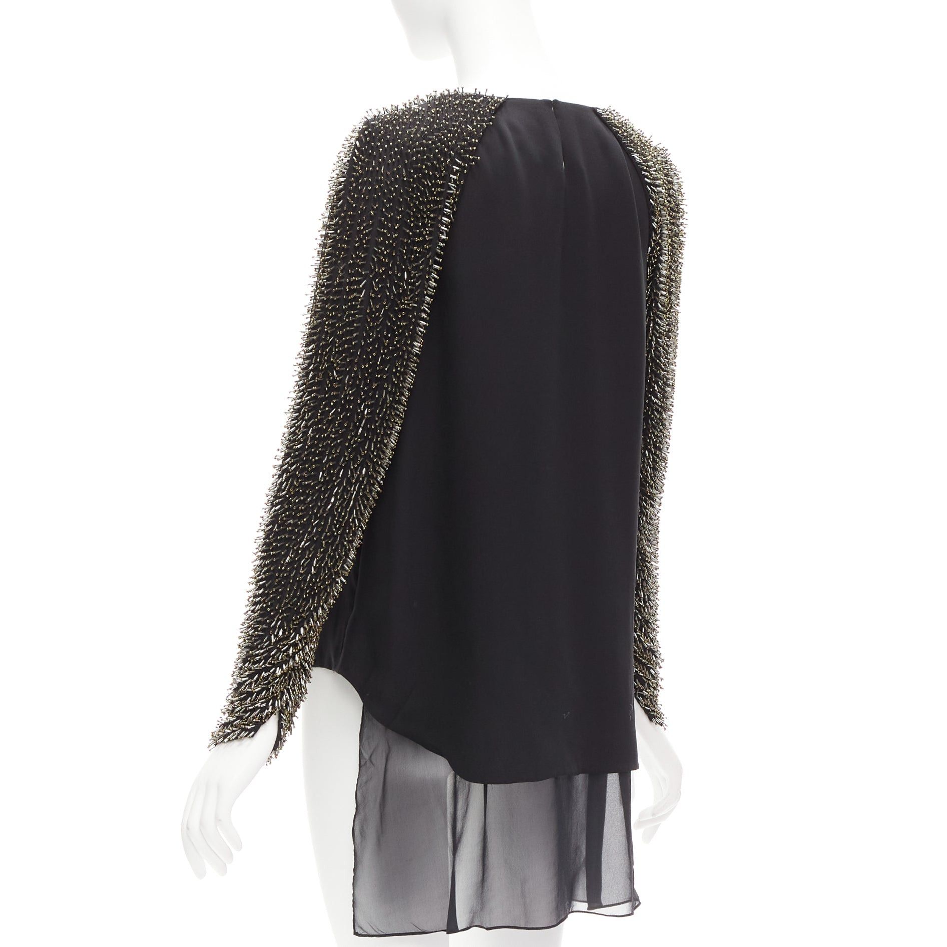 3.1 Phillip Lim 3.1 PHILLIP LIM black spike bead embellished raglan sleeve top US2 S Size S / US 4 / IT 40 - 6 Thumbnail