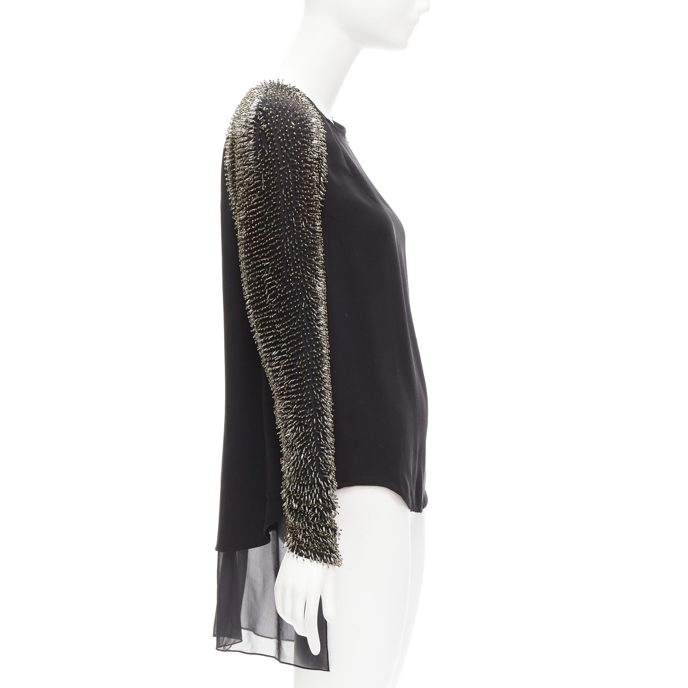 3.1 Phillip Lim 3.1 PHILLIP LIM black spike bead embellished raglan sleeve top US2 S Size S / US 4 / IT 40 - 4 Thumbnail