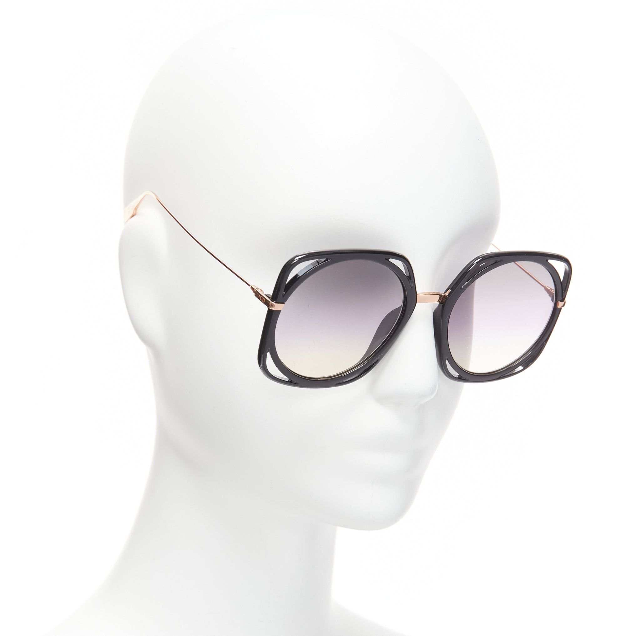 Dior CHRISTIAN DIOR DiorDirection black frame purple lens oversized sunglasses Size ONE SIZE - 3 Thumbnail