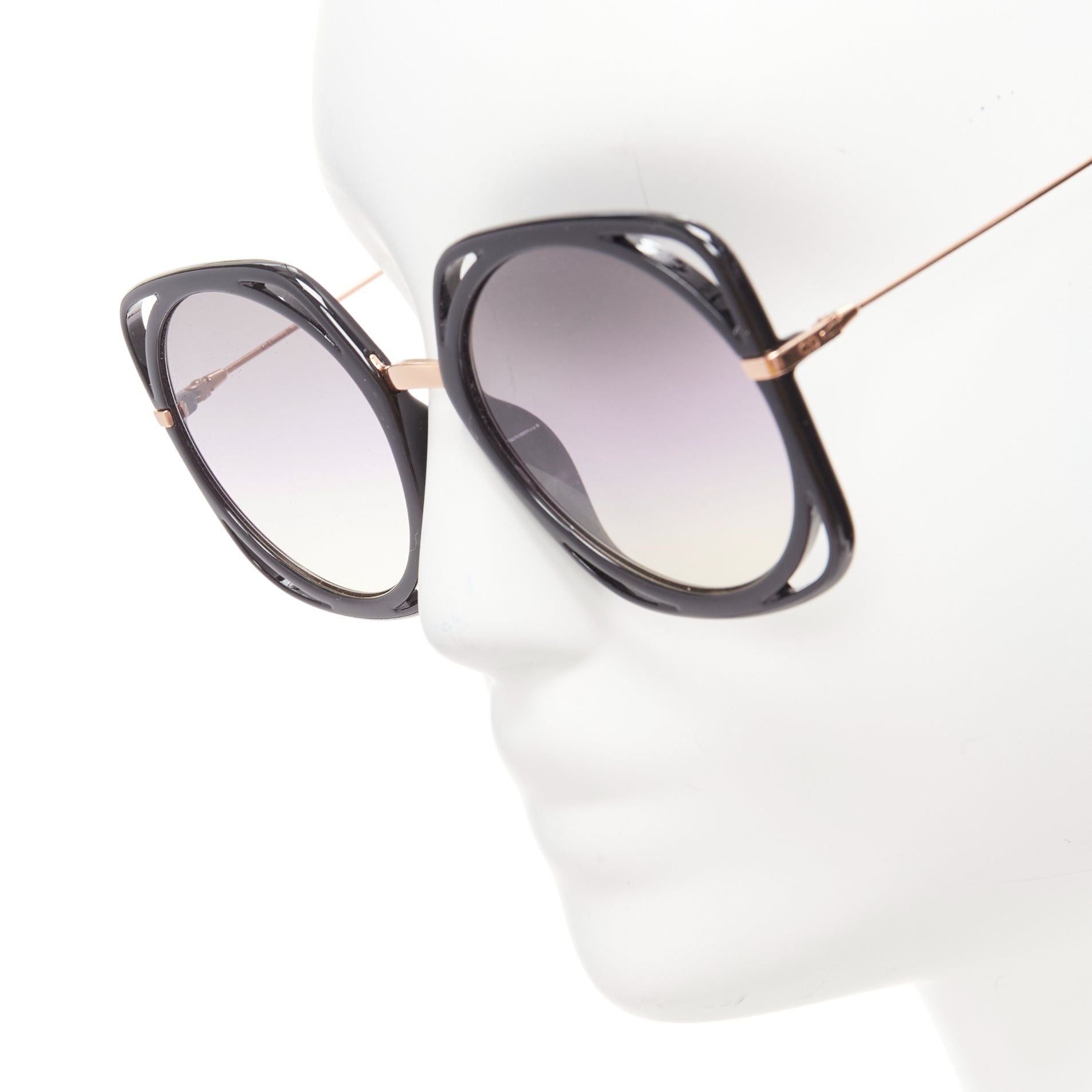 Dior CHRISTIAN DIOR DiorDirection black frame purple lens oversized sunglasses Size ONE SIZE - 2 Thumbnail