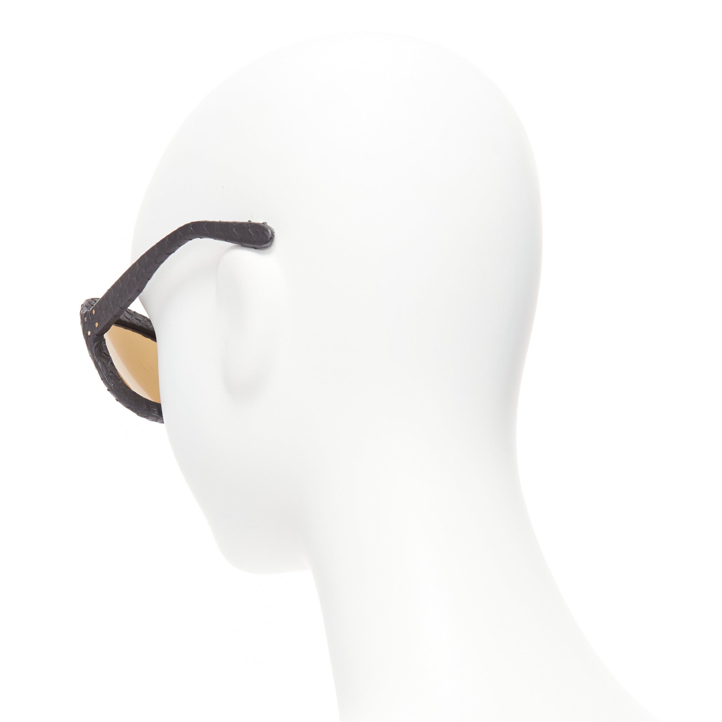 Linda Farrow LINDA FARROW LUXE matte black scaled frame reflective gold oversized sunglasses Size ONE SIZE - 6 Thumbnail