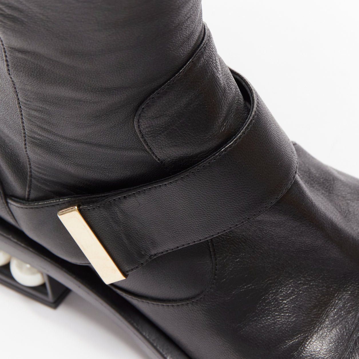 Nicholas Kirkwood NICOLAS KIRKWOOD black XL pearl embellished heel knee high flat boots EU37.5 Size US 7.5 / IT 37.5 - 8 Thumbnail