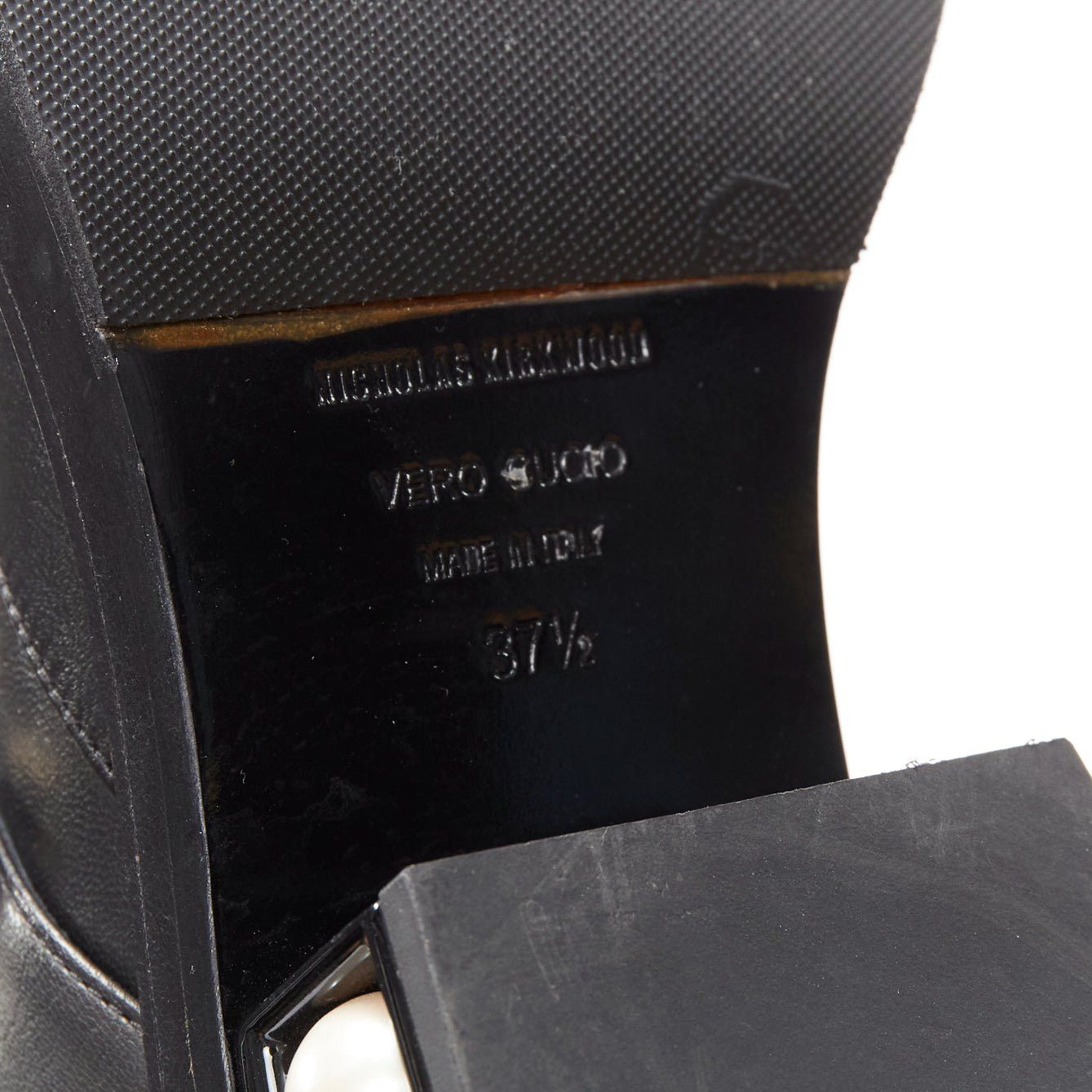 Nicholas Kirkwood NICOLAS KIRKWOOD black XL pearl embellished heel knee high flat boots EU37.5 Size US 7.5 / IT 37.5 - 9 Thumbnail