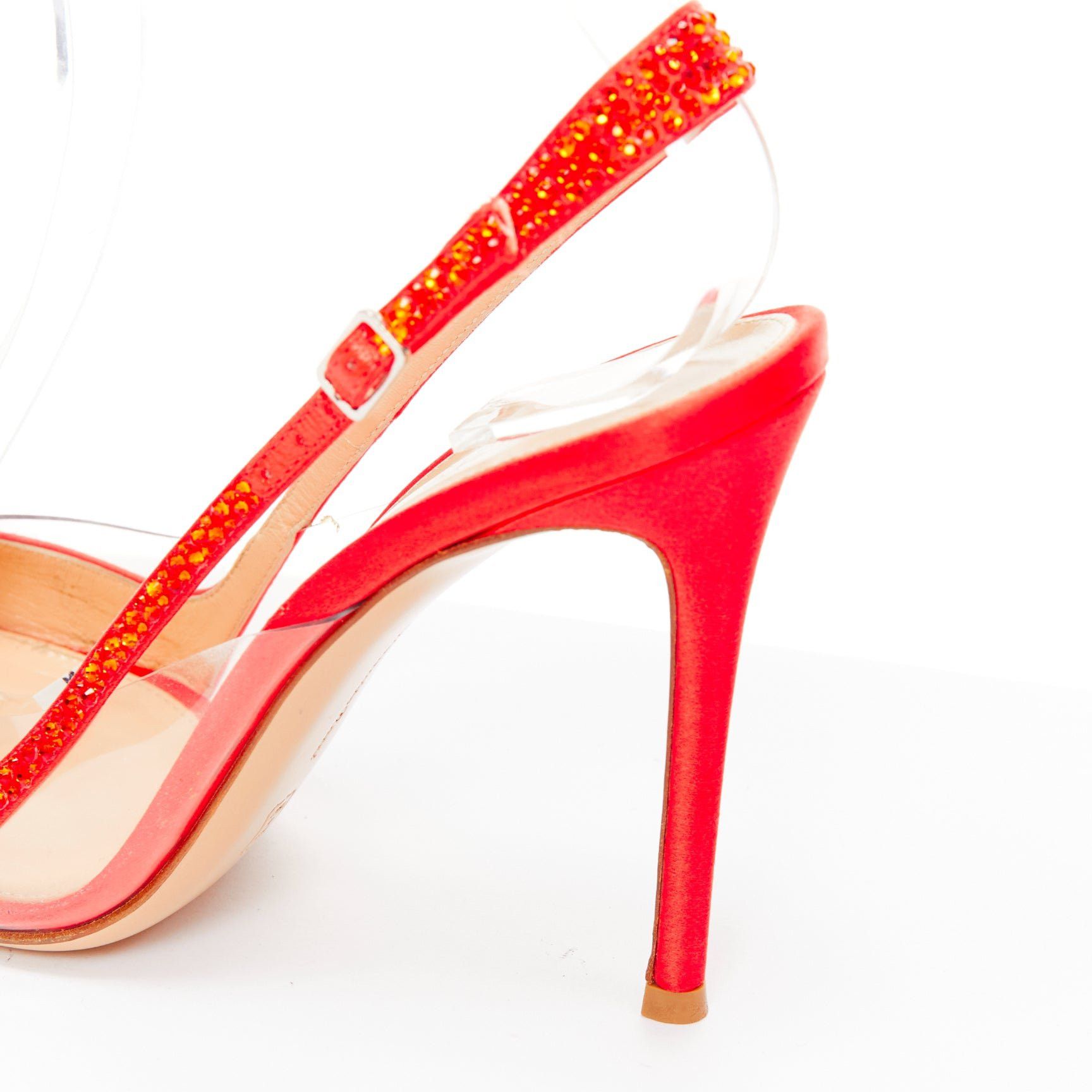 Gianvito Rossi GIANVITO ROSSI red strass crystal encrusted clear PVC slingback pump EU37.5 Size US 7.5 / IT 37.5 - 8 Thumbnail