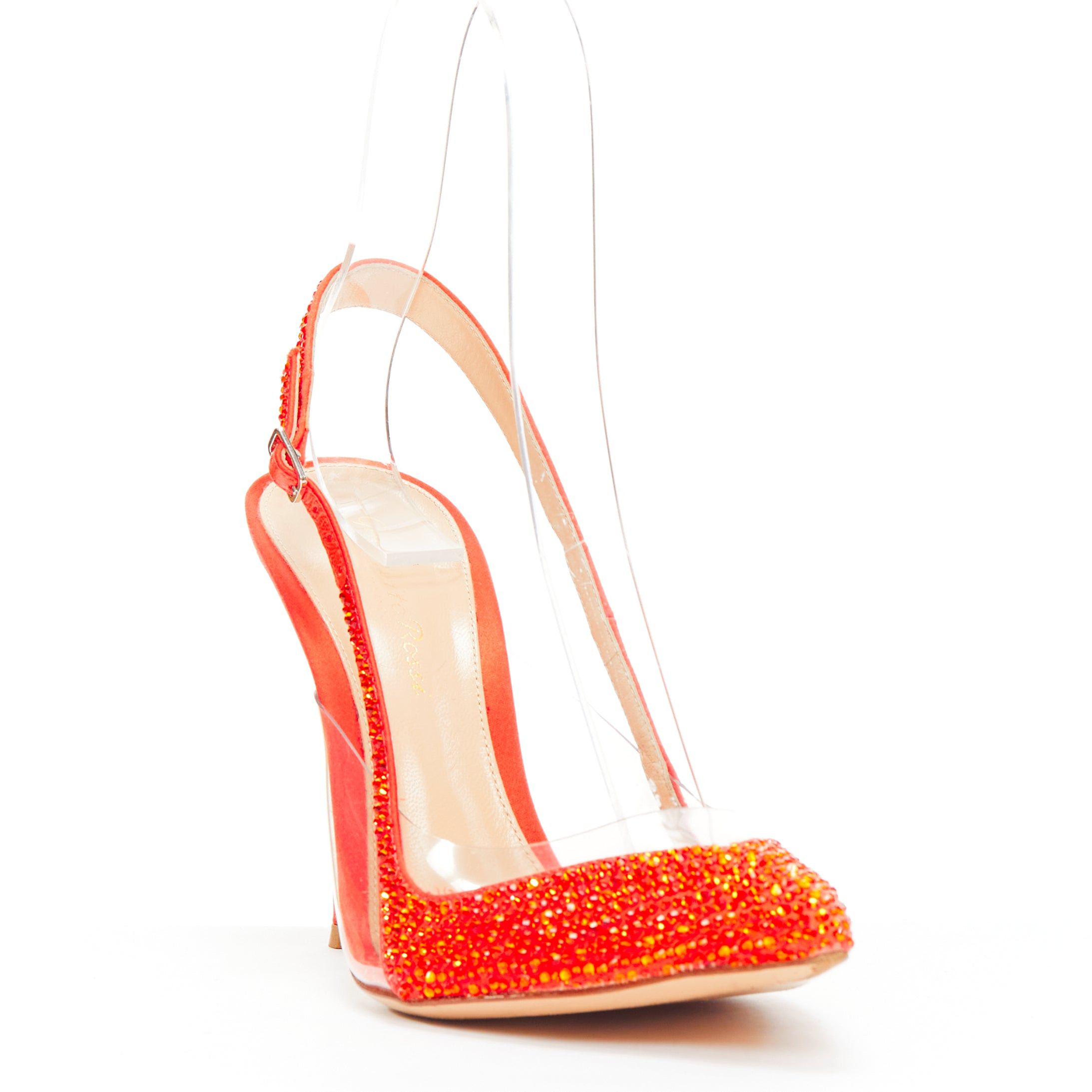 Gianvito Rossi GIANVITO ROSSI red strass crystal encrusted clear PVC slingback pump EU37.5 Size US 7.5 / IT 37.5 - 2 Thumbnail
