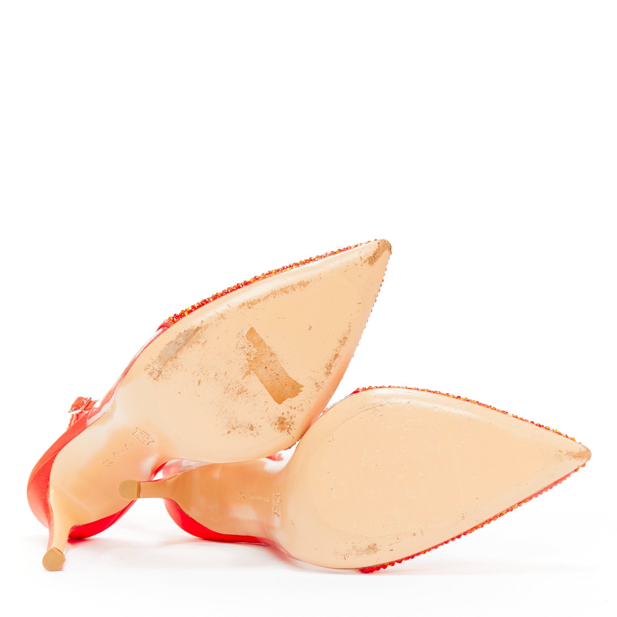 Gianvito Rossi GIANVITO ROSSI red strass crystal encrusted clear PVC slingback pump EU37.5 Size US 7.5 / IT 37.5 - 11 Thumbnail