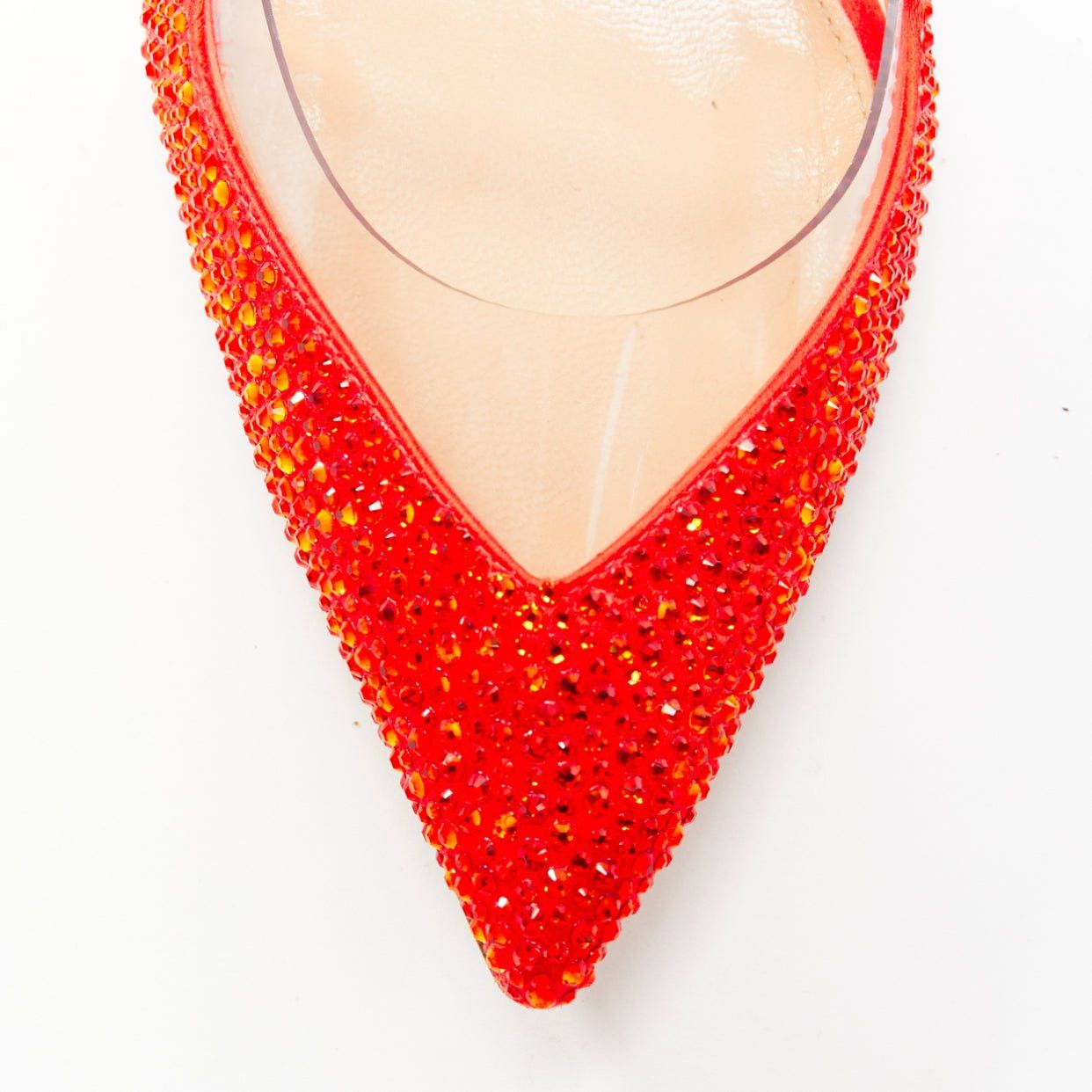 Gianvito Rossi GIANVITO ROSSI red strass crystal encrusted clear PVC slingback pump EU37.5 Size US 7.5 / IT 37.5 - 6 Thumbnail