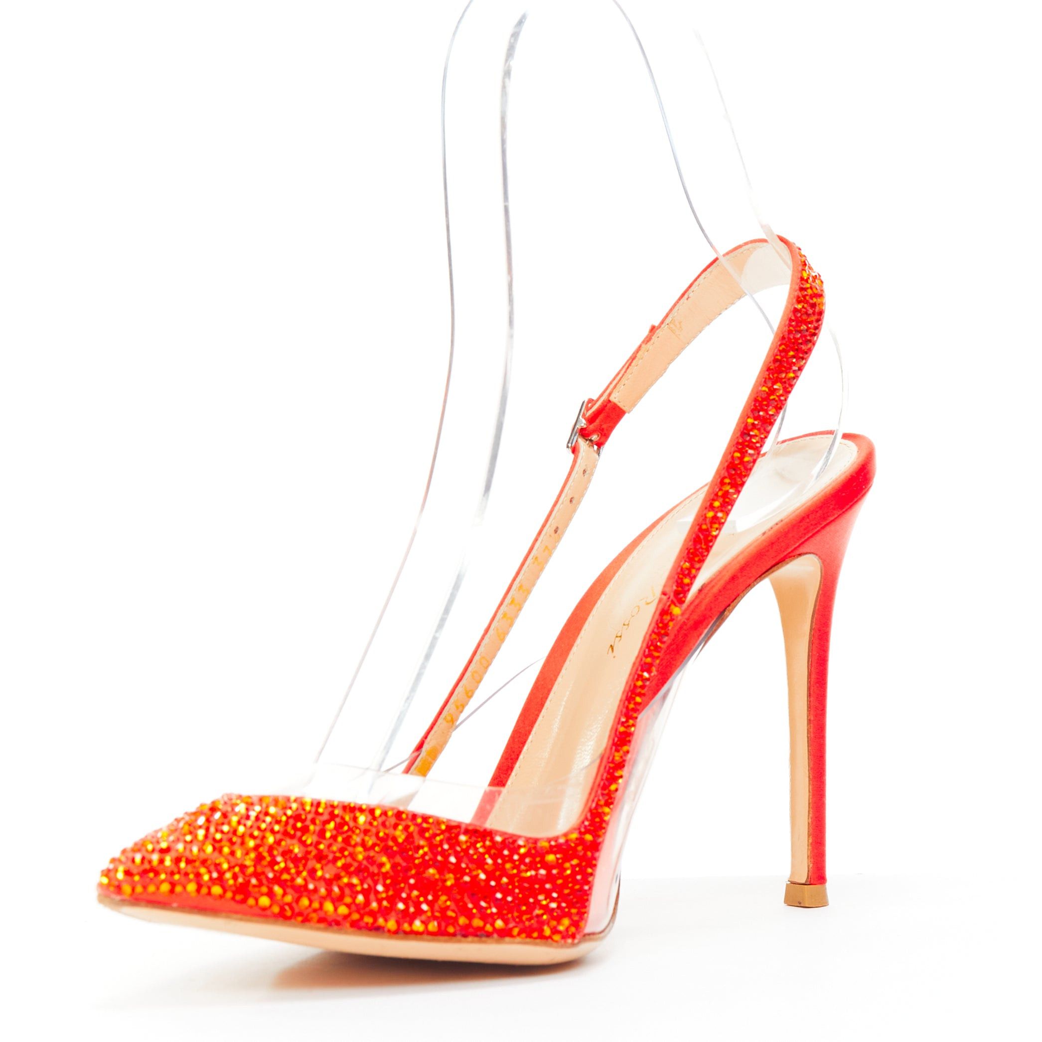 Gianvito Rossi GIANVITO ROSSI red strass crystal encrusted clear PVC slingback pump EU37.5 Size US 7.5 / IT 37.5 - 4 Thumbnail