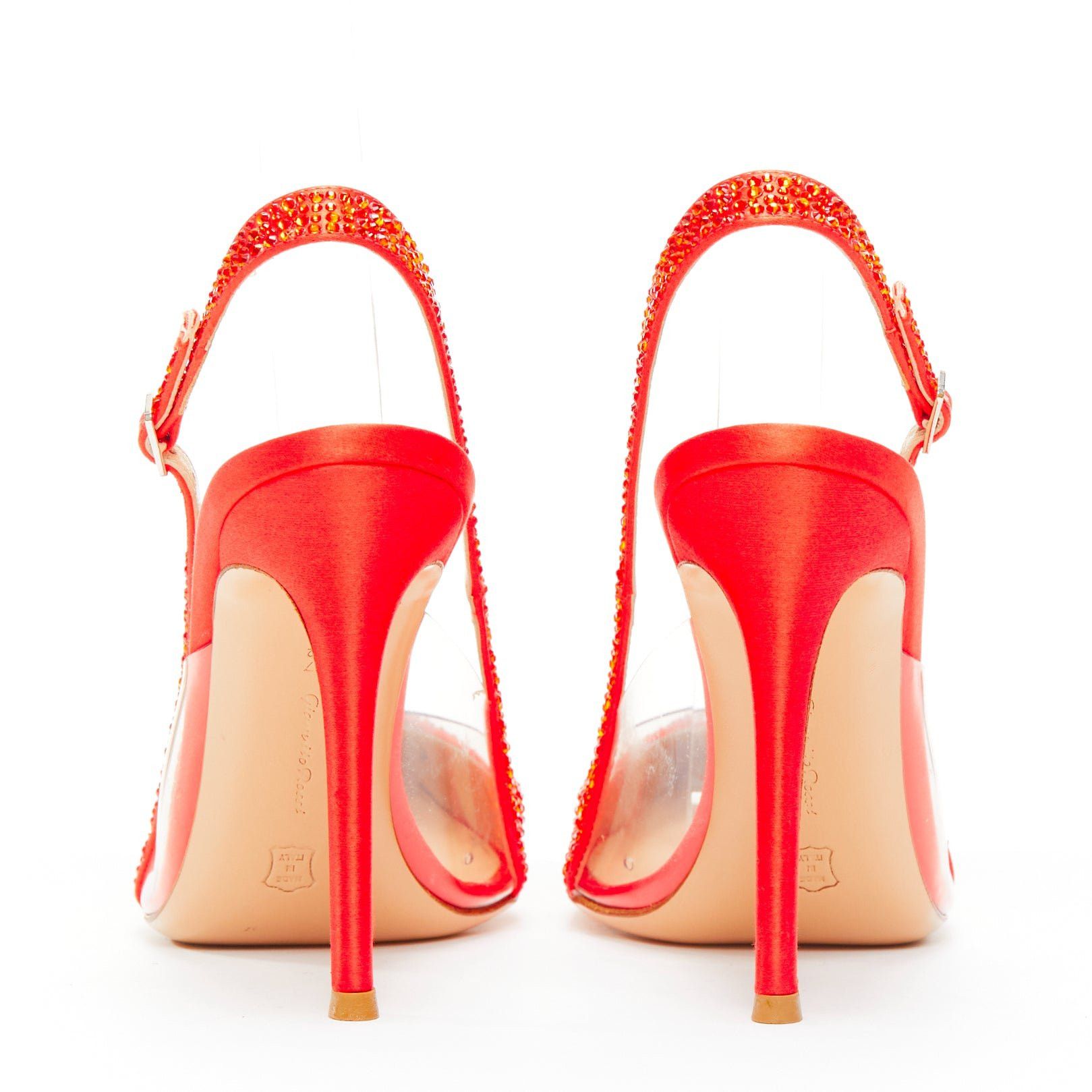 Gianvito Rossi GIANVITO ROSSI red strass crystal encrusted clear PVC slingback pump EU37.5 Size US 7.5 / IT 37.5 - 5 Thumbnail