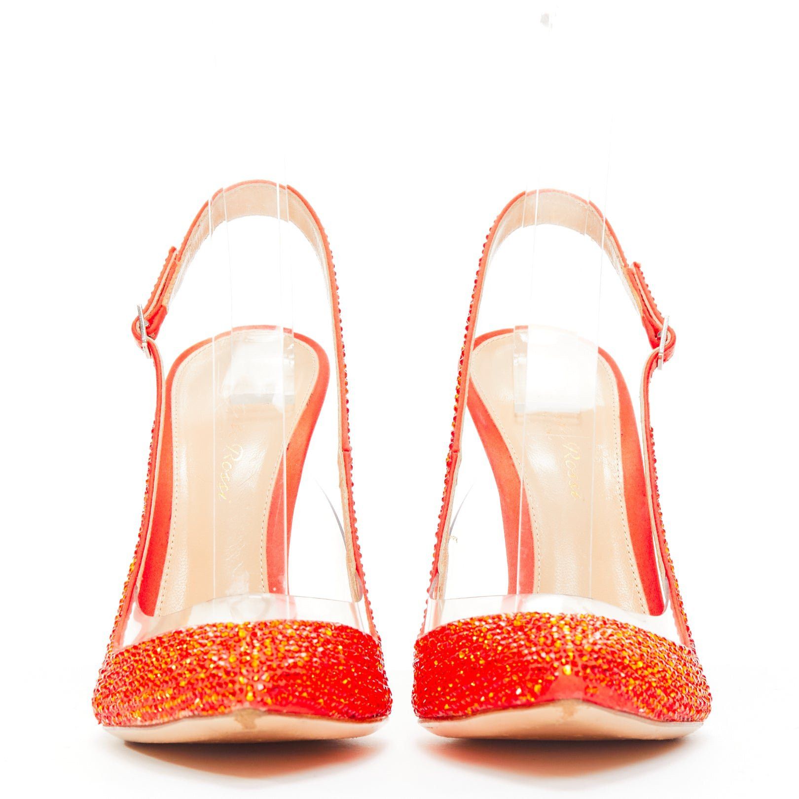 Gianvito Rossi GIANVITO ROSSI red strass crystal encrusted clear PVC slingback pump EU37.5 Size US 7.5 / IT 37.5 - 3 Thumbnail