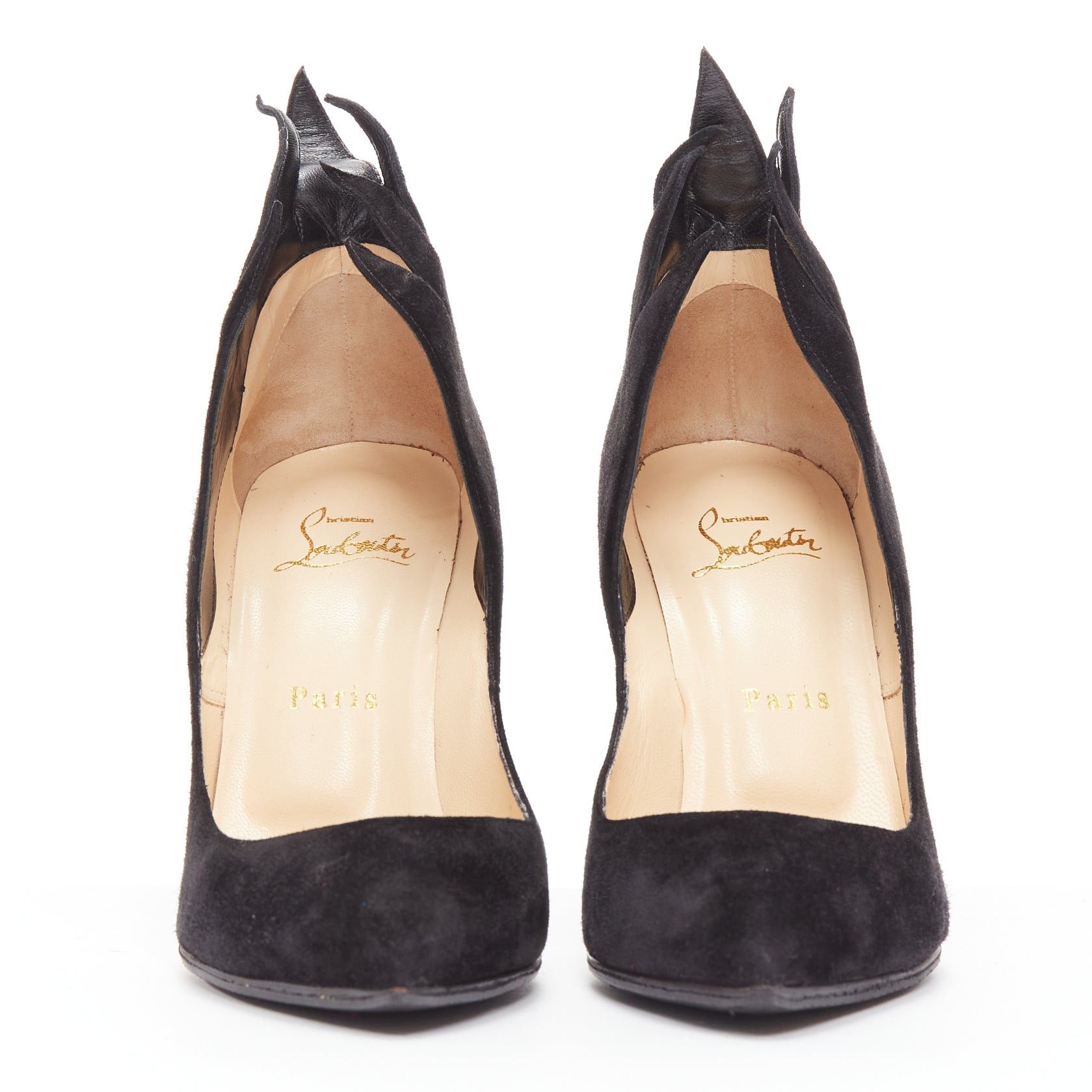 Christian Louboutin CHRISTIAN LOUBOUTIN Victorina Flame black suede stiletto pigalle pump EU37 Size US 7 / IT 37 - 3 Thumbnail