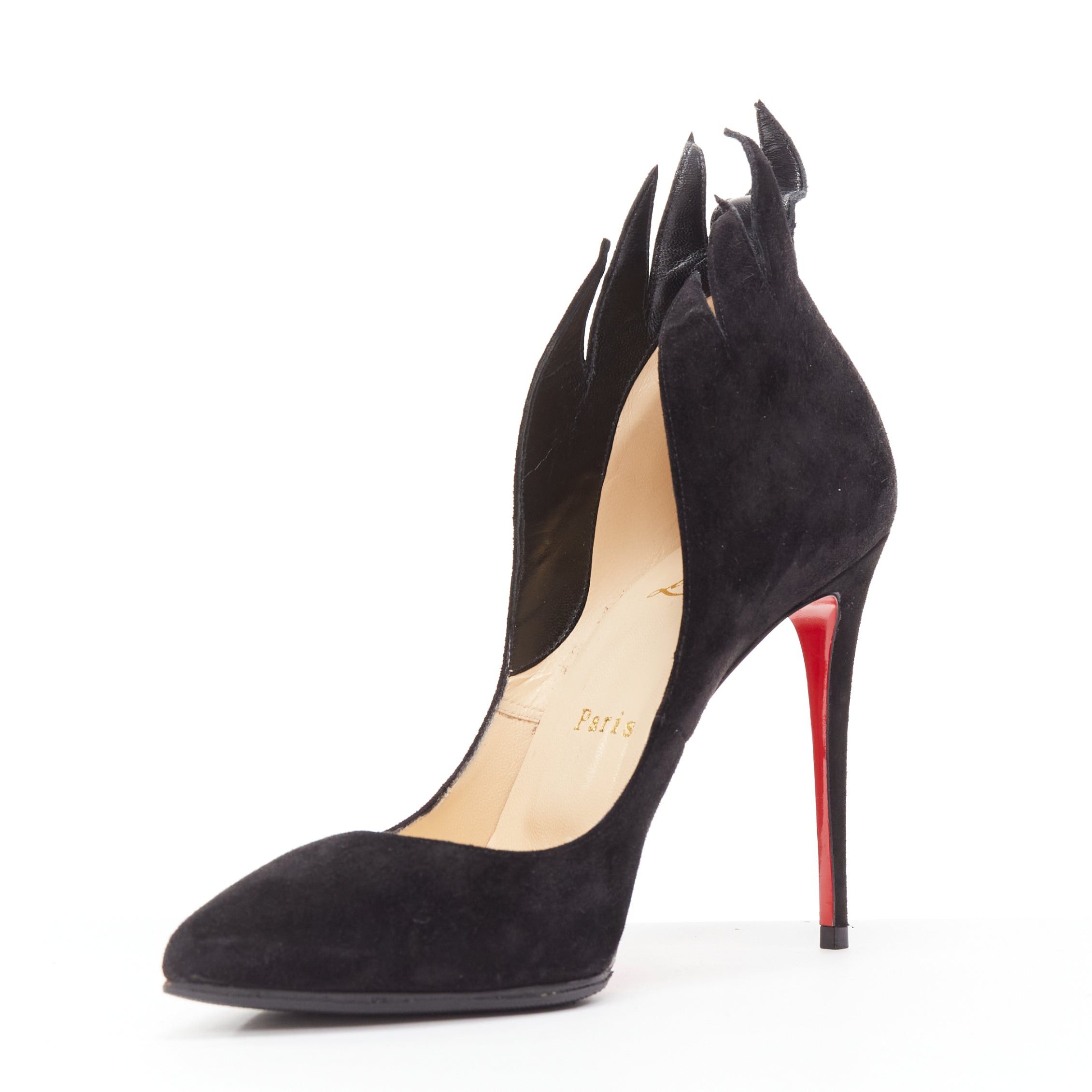 Christian Louboutin CHRISTIAN LOUBOUTIN Victorina Flame black suede stiletto pigalle pump EU37 Size US 7 / IT 37 - 4 Thumbnail