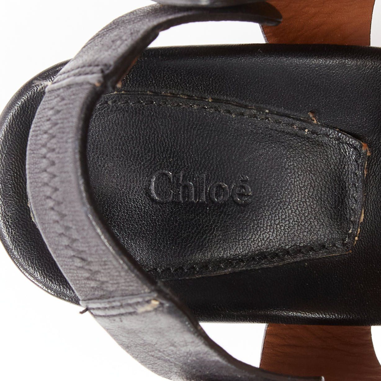 Chloe CHLOE black blue fringe detail gold nail grommet block heel sandal EU37 Size US 7 / IT 37 - 9 Thumbnail