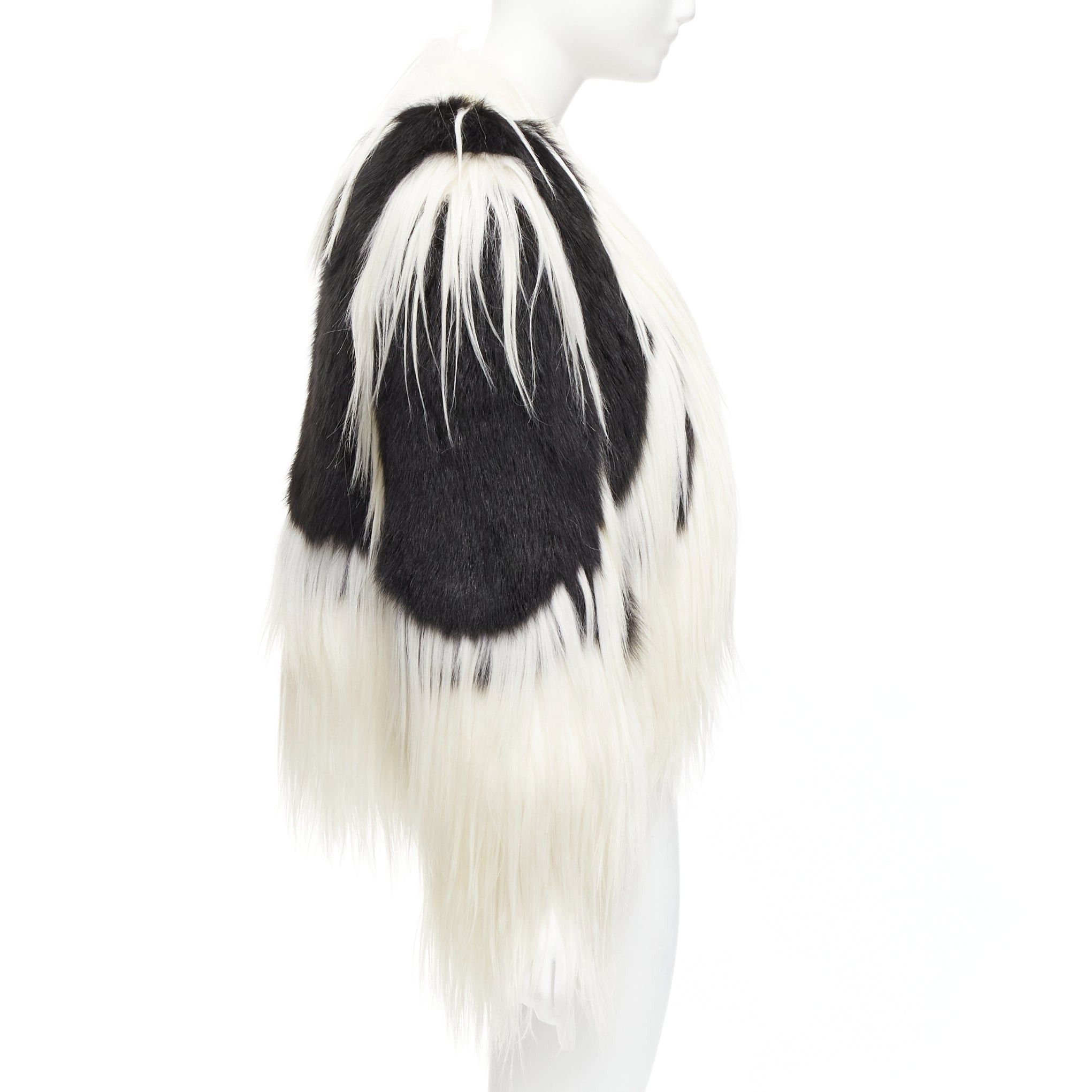 Revillon REVILLON black white rare goat rex rabbit fur patchwork long sleeve coat FR36 S Size S / US 4 / IT 40 - 4 Thumbnail