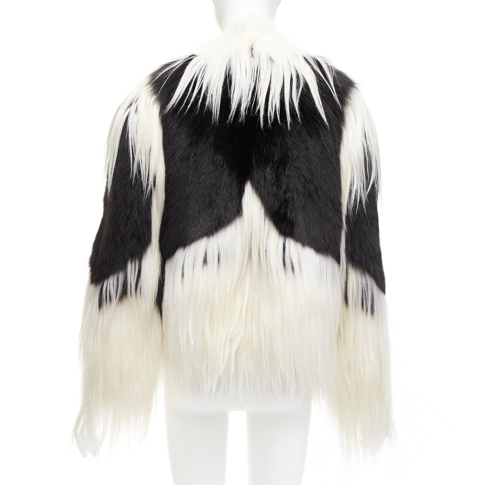 Revillon REVILLON black white rare goat rex rabbit fur patchwork long sleeve coat FR36 S Size S / US 4 / IT 40 - 5 Thumbnail