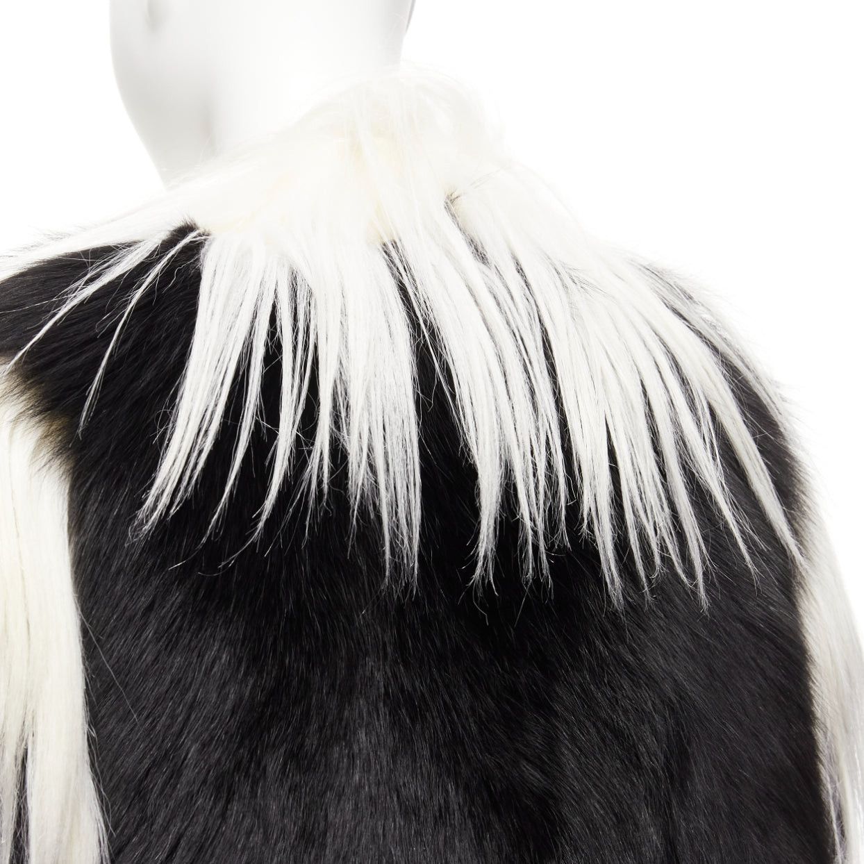 Revillon REVILLON black white rare goat rex rabbit fur patchwork long sleeve coat FR36 S Size S / US 4 / IT 40 - 7 Thumbnail