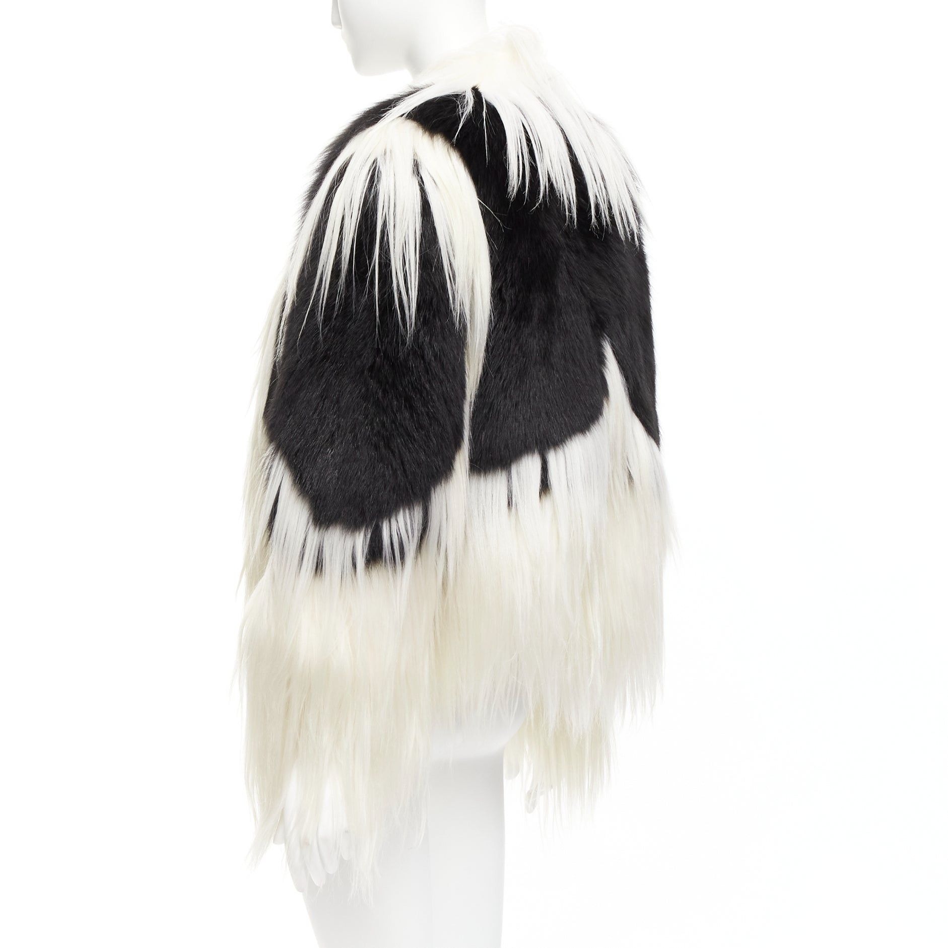 Revillon REVILLON black white rare goat rex rabbit fur patchwork long sleeve coat FR36 S Size S / US 4 / IT 40 - 6 Thumbnail