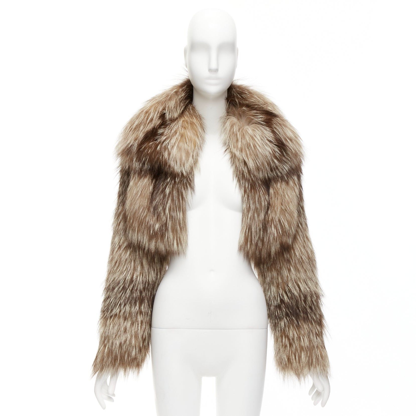 Fendi FENDI brown fur long sleeve crop jacket with detachable collar IT36 XXS Size XS / US 0-2 / IT 36-38 - 10 Thumbnail