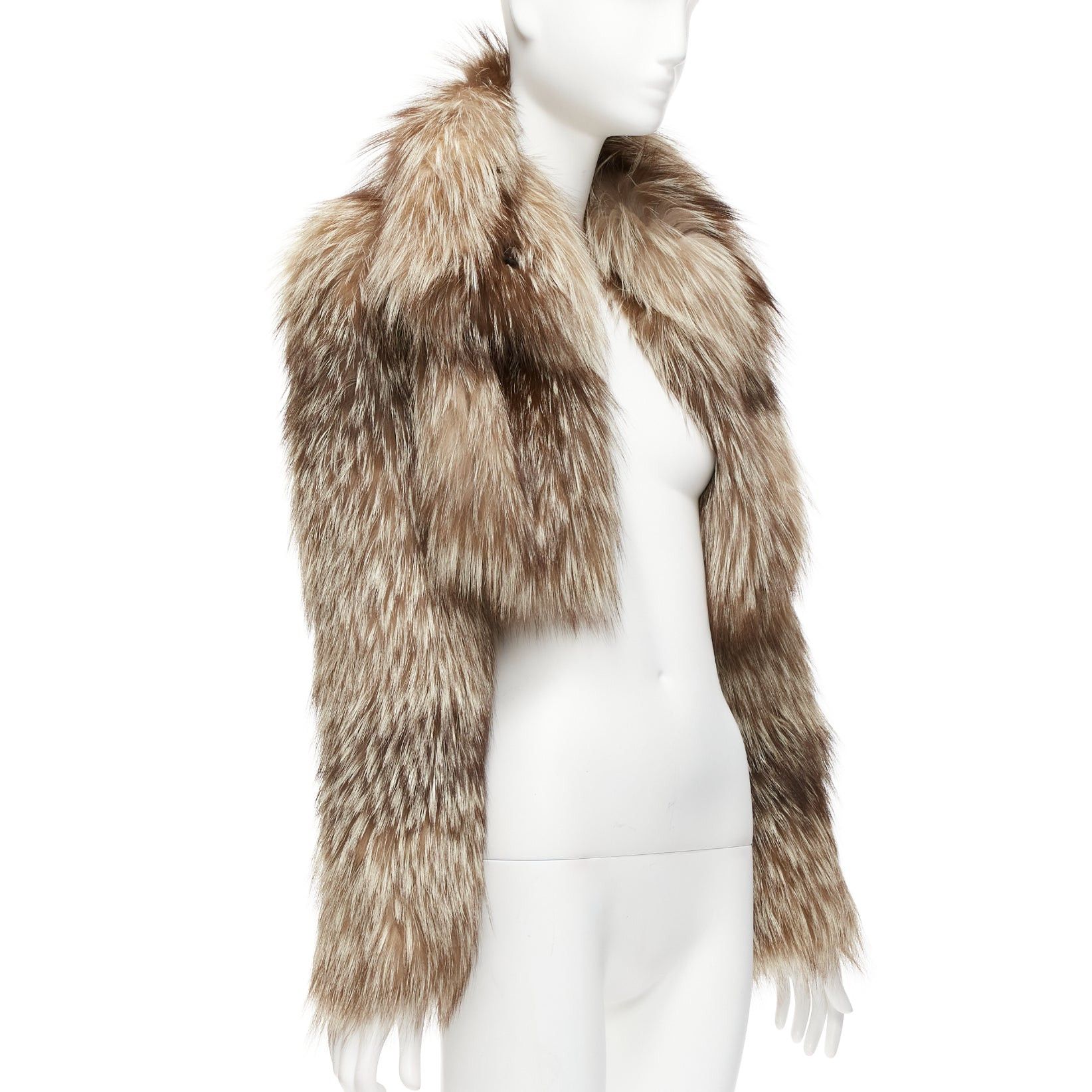 Fendi FENDI brown fur long sleeve crop jacket with detachable collar IT36 XXS Size XS / US 0-2 / IT 36-38 - 3 Thumbnail