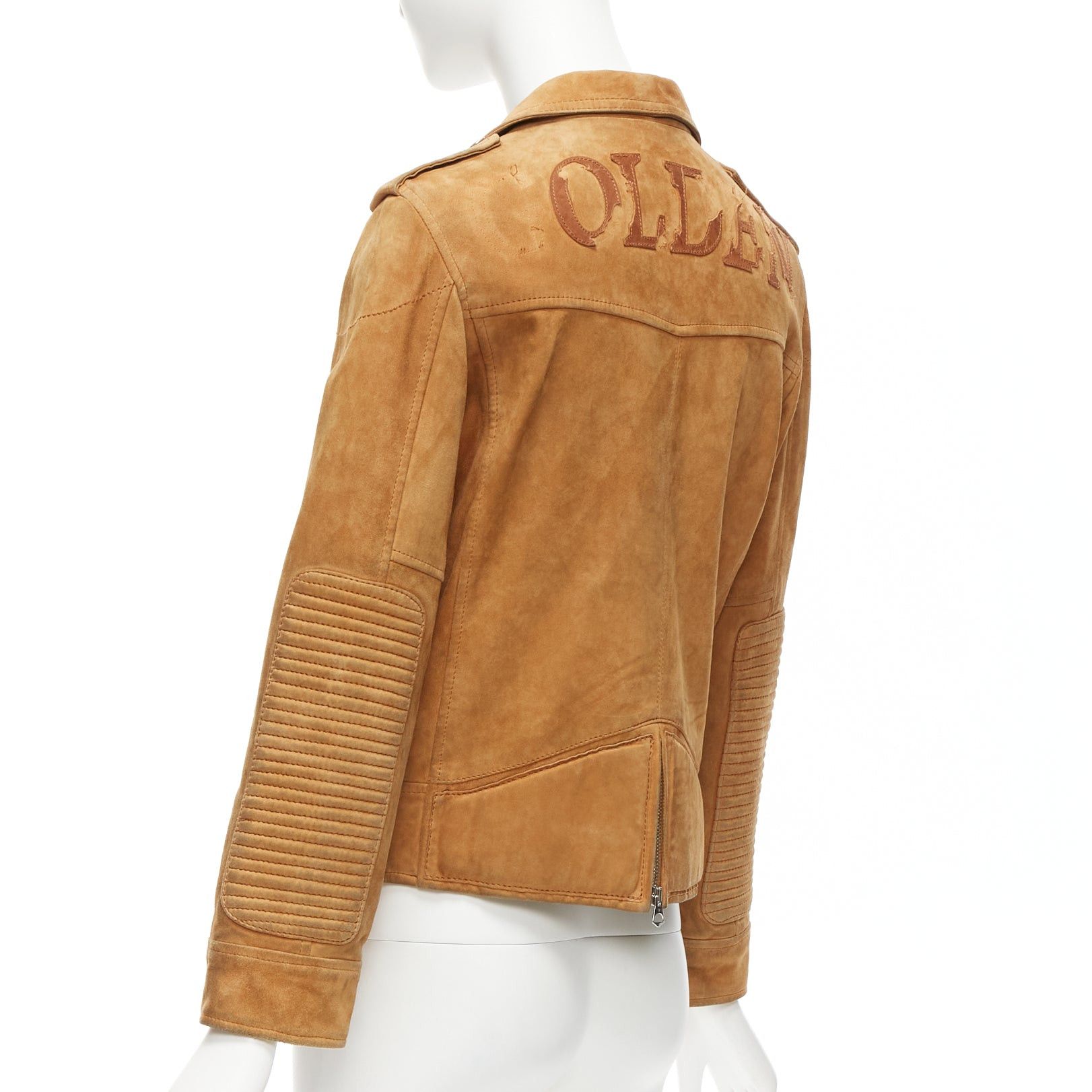 Golden Goose GOLDEN GOOSE tobacco brown distressed suede silver stud logo biker jacket Size S / US 4 / IT 40 - 6 Thumbnail