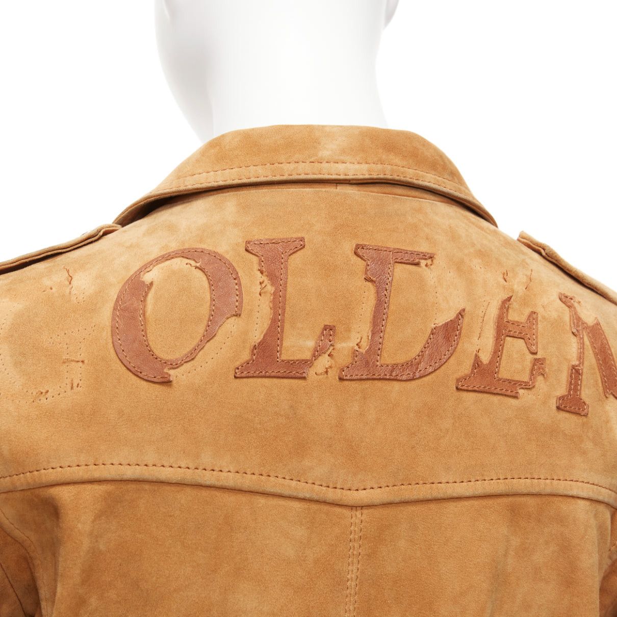 Golden Goose GOLDEN GOOSE tobacco brown distressed suede silver stud logo biker jacket Size S / US 4 / IT 40 - 7 Thumbnail