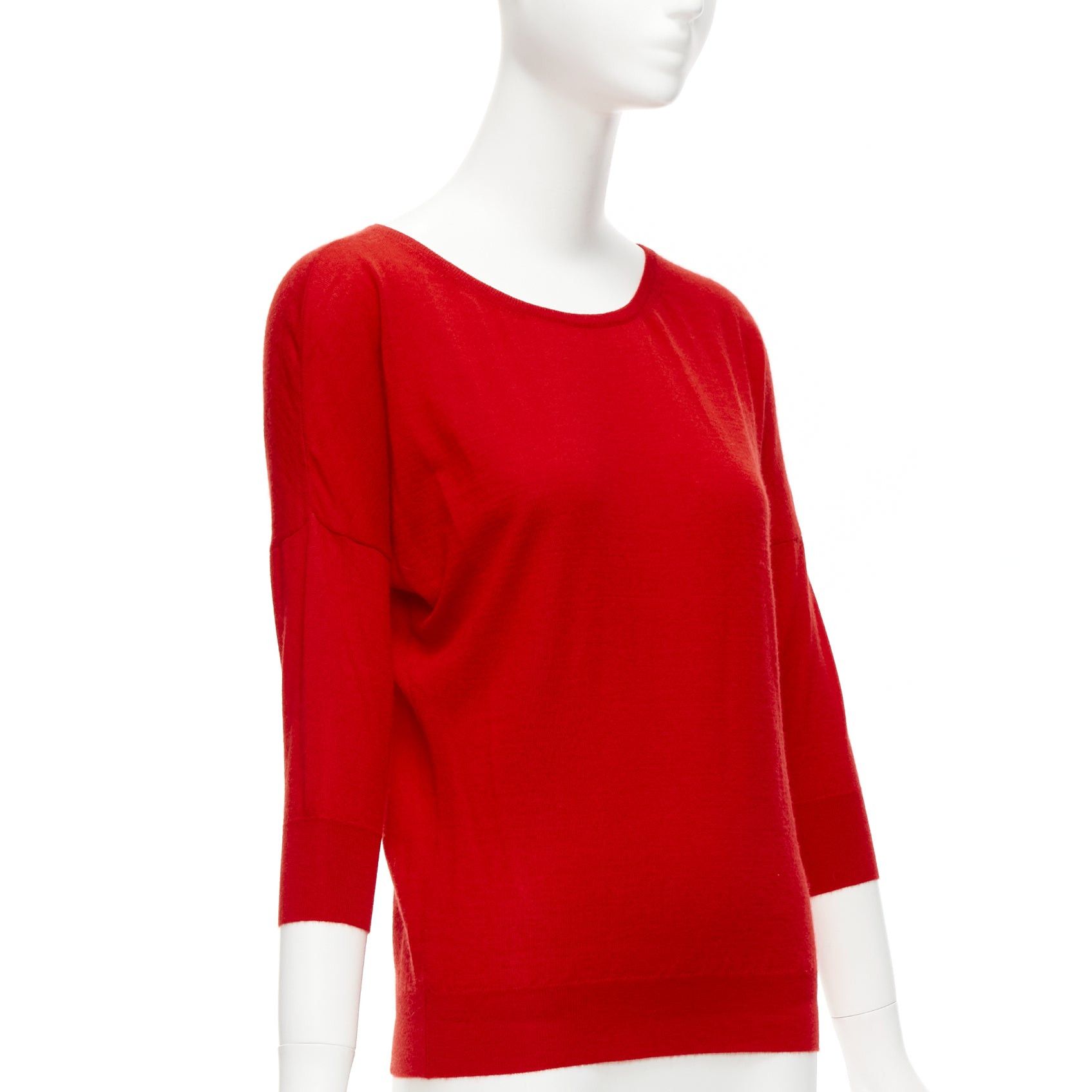 Alexander McQueen ALEXANDER MCQUEEN 100% cashmere red drop sleeve wide neck sweater top XS Size S / US 4 / IT 40 - 3 Thumbnail