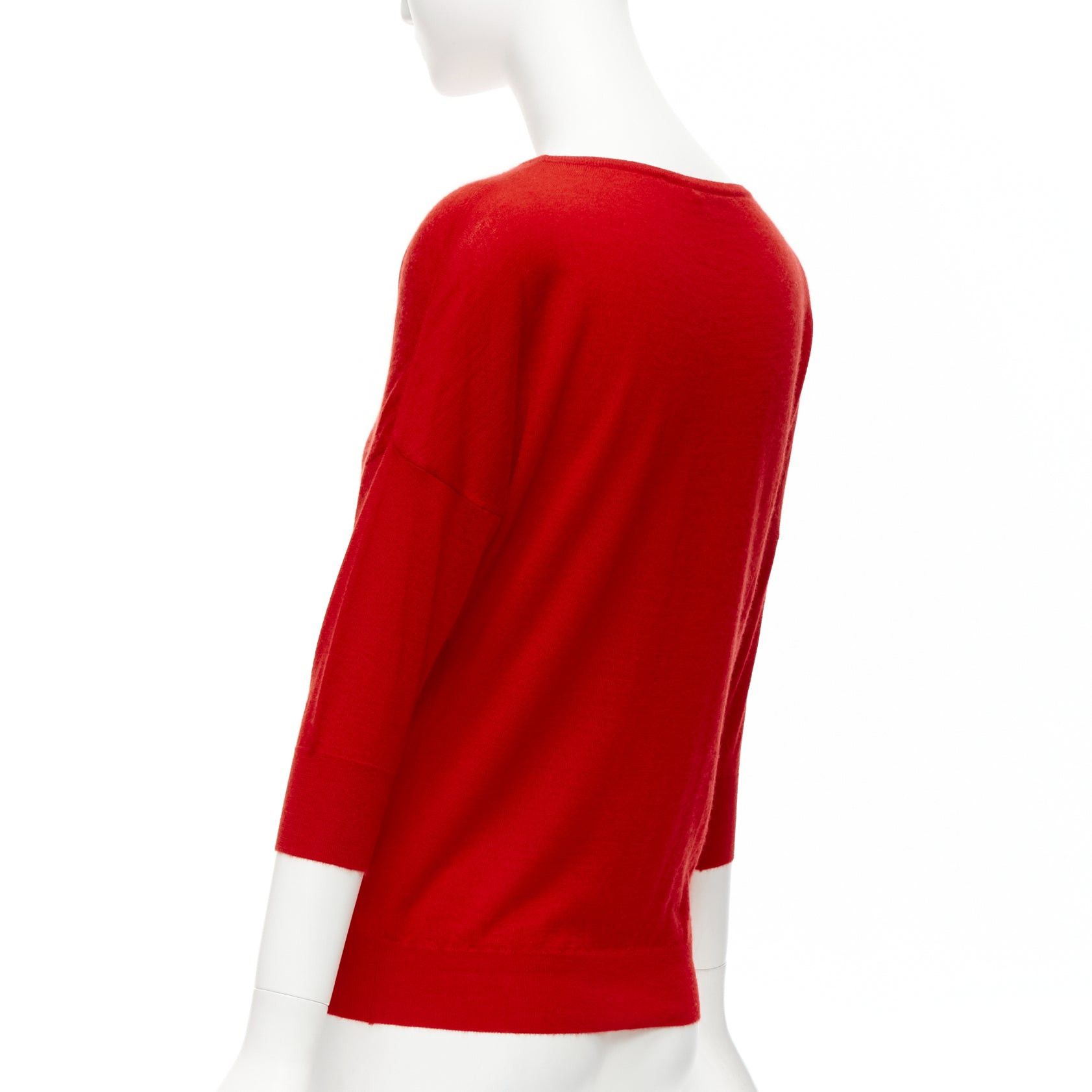 Alexander McQueen ALEXANDER MCQUEEN 100% cashmere red drop sleeve wide neck sweater top XS Size S / US 4 / IT 40 - 6 Thumbnail