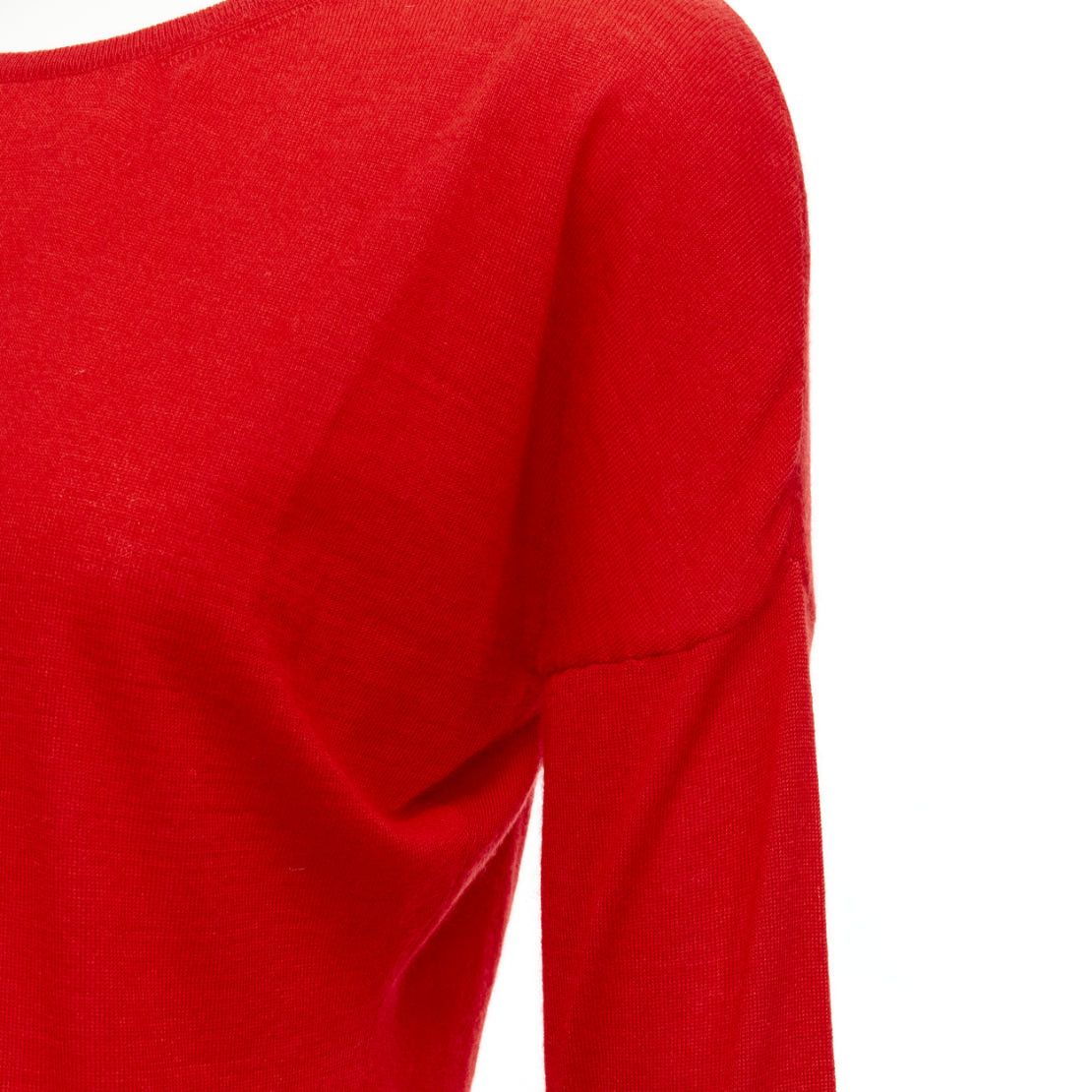 Alexander McQueen ALEXANDER MCQUEEN 100% cashmere red drop sleeve wide neck sweater top XS Size S / US 4 / IT 40 - 2 Thumbnail