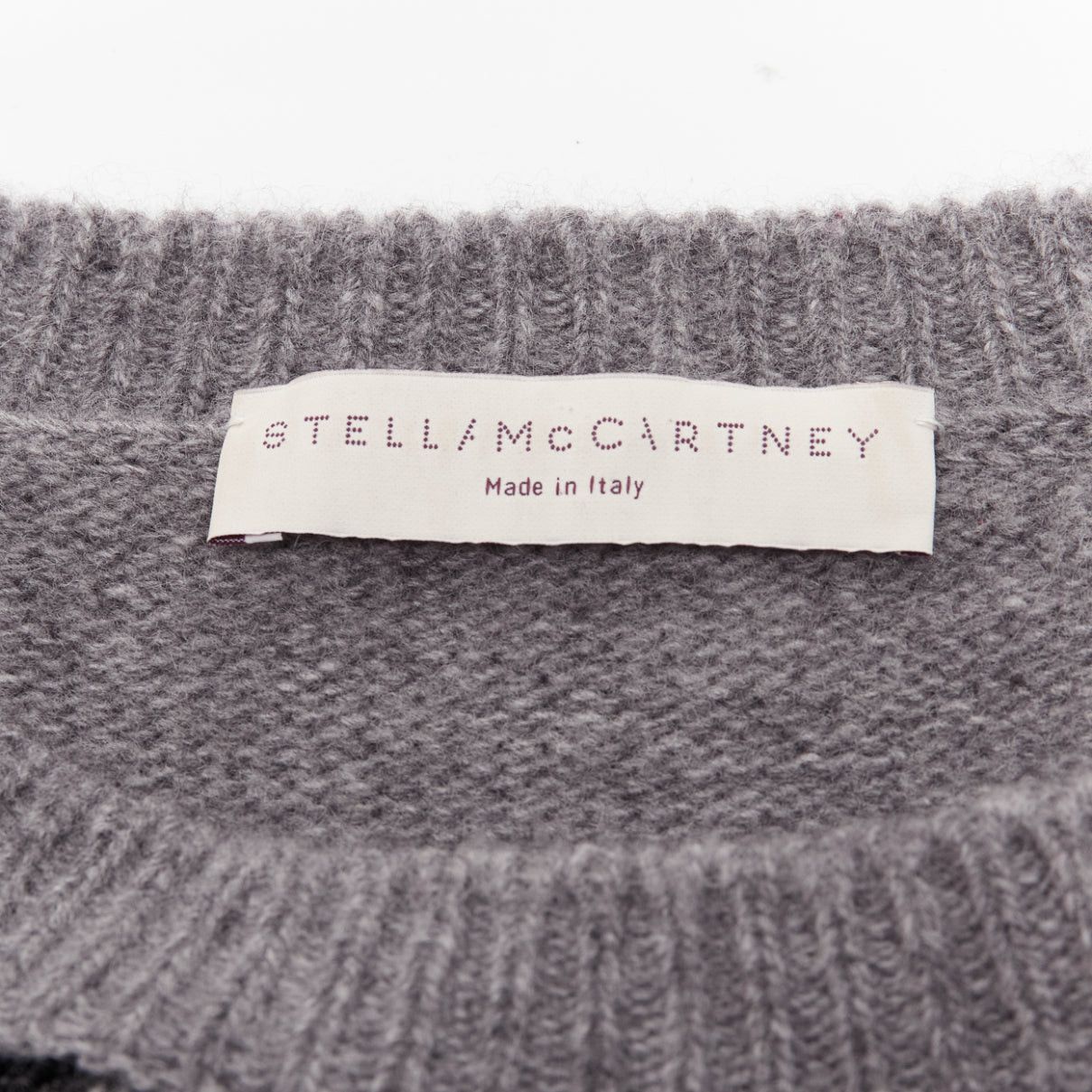 Stella McCartney STELLA MCCARTNEY grey black cream leopard intarsia crew neck knitted dress Size S / US 4 / IT 40 - 8 Thumbnail